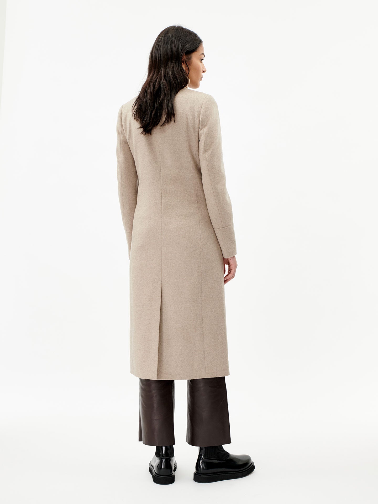 Manteau long à revers en cachemire pour femme taupe - Gobi Cashmere