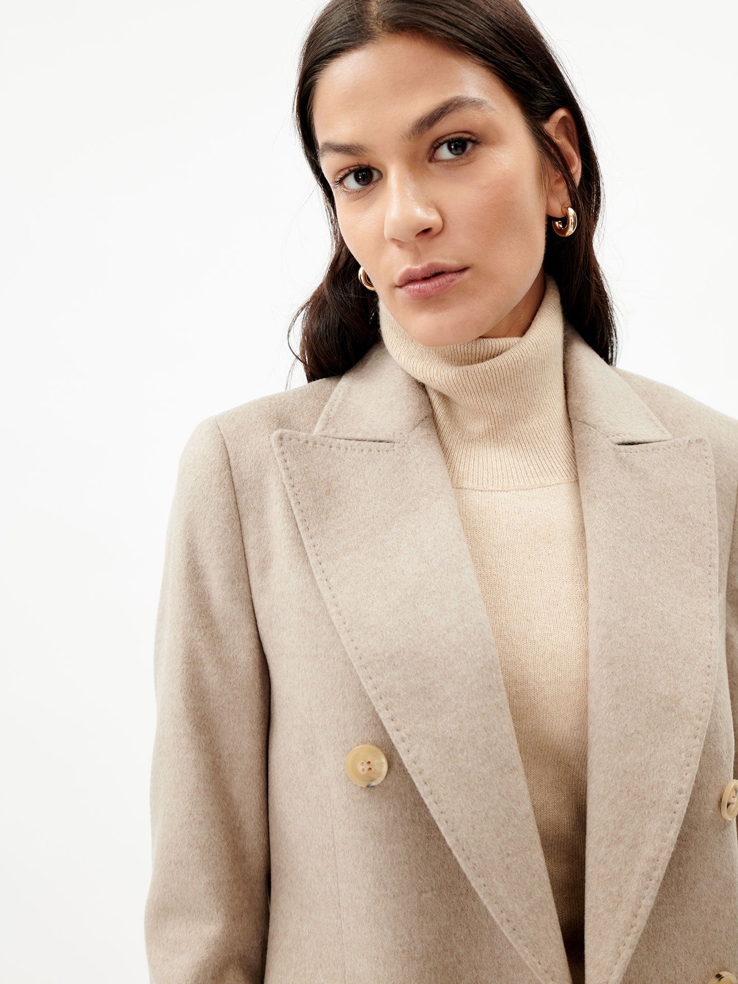Manteau long à revers en cachemire pour femme taupe - Gobi Cashmere