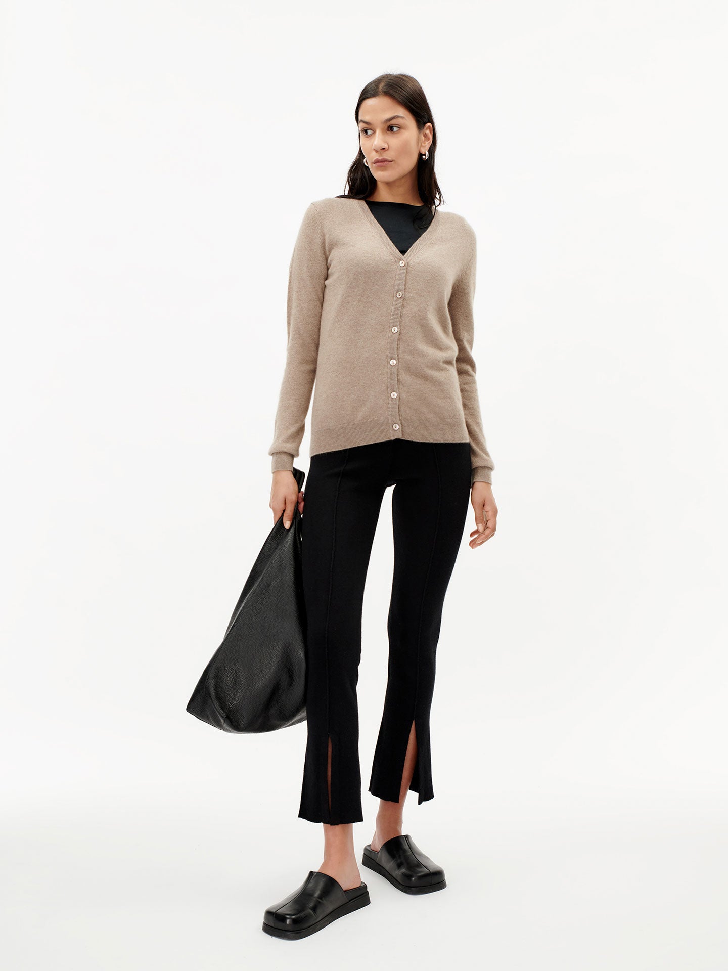Cardigan col en V en Cachemire pour femmes Taupe - Gobi Cashmere
