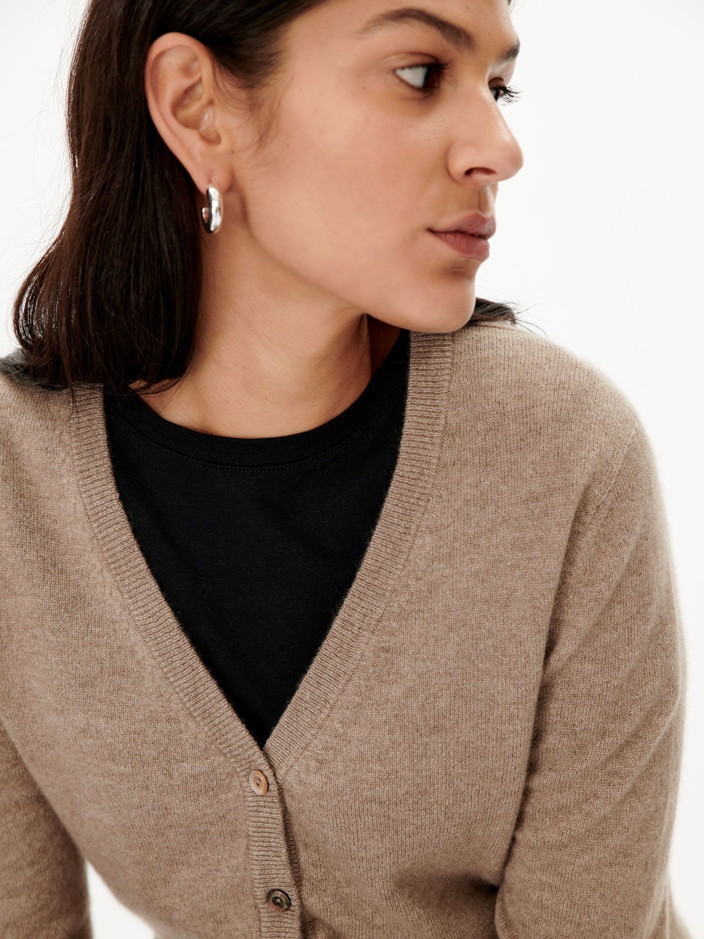 Cardigan col en V en Cachemire pour femmes Taupe - Gobi Cashmere