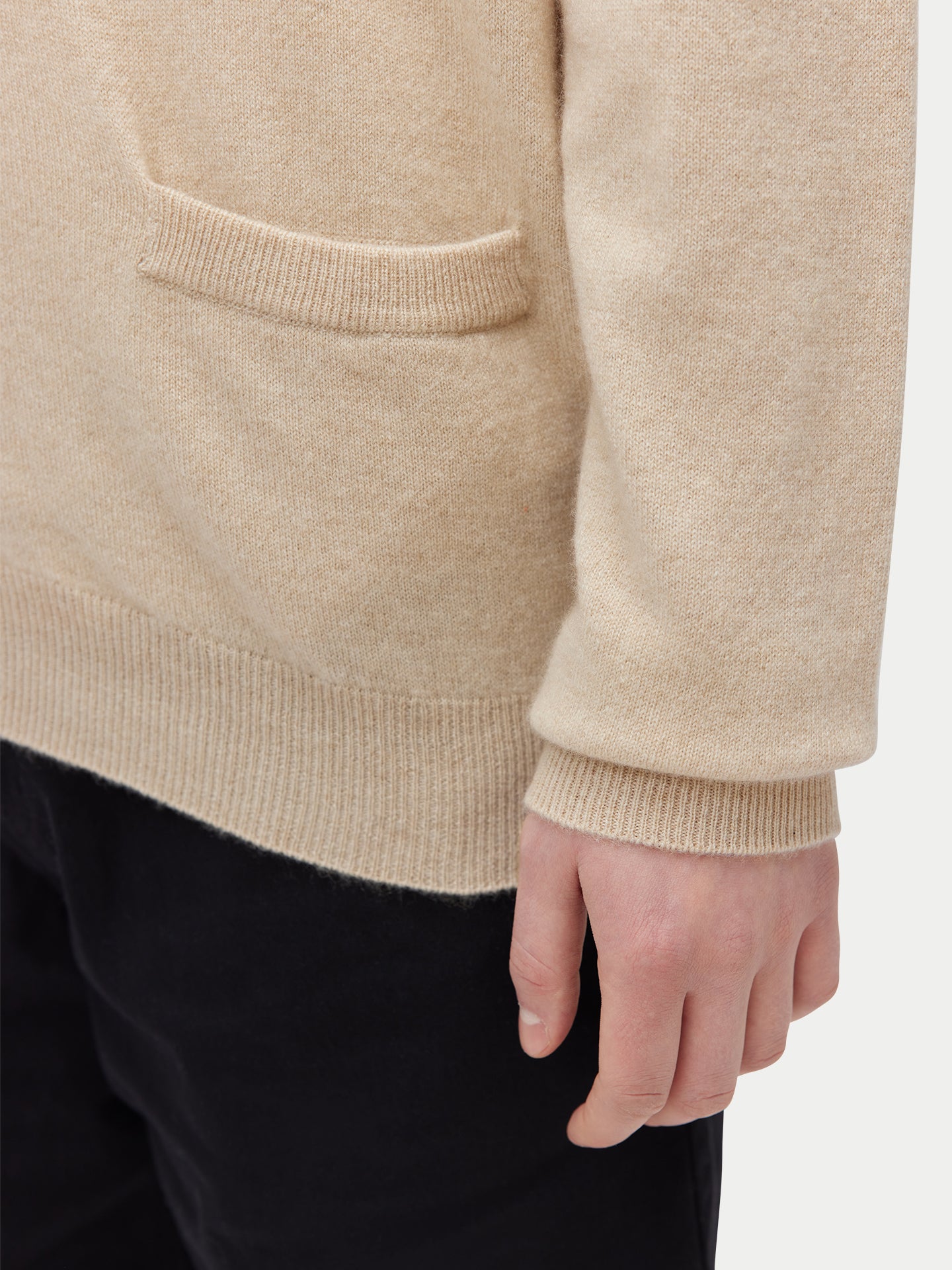 Cardigan Col V en Cachemire Homme - Beige Organique