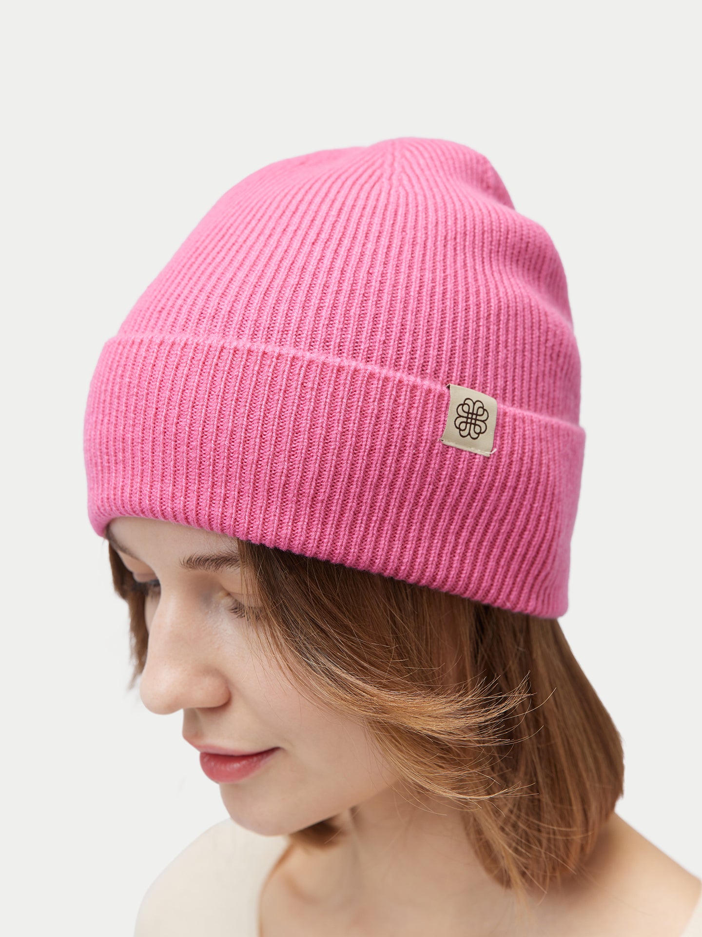 Bonnet en tricot côtelé en cachemire