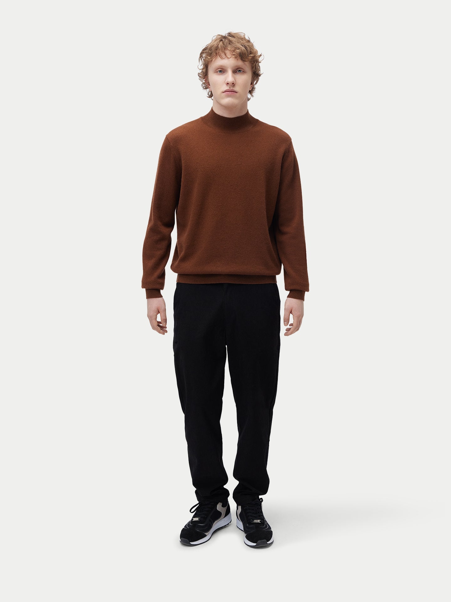 Men's Pure Cashmere Mock Neck Sweater Aztec | Gobi Cashmere