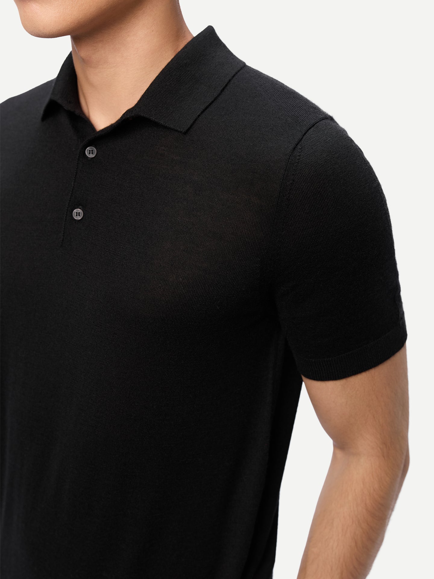 Polo en cachemire et soie couleur noir | GOBI Cashmere