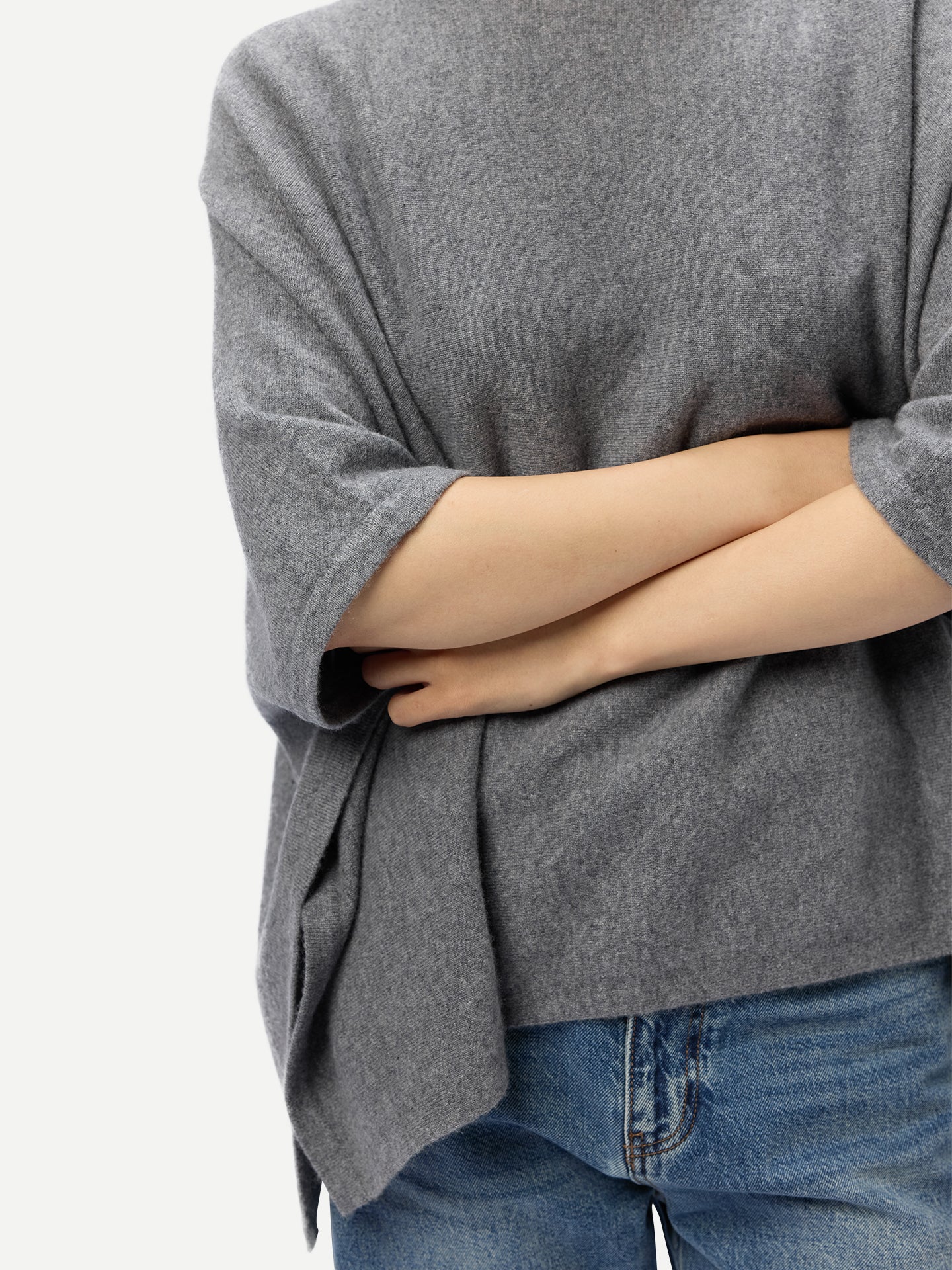 Poncho en cachemire à col bateau