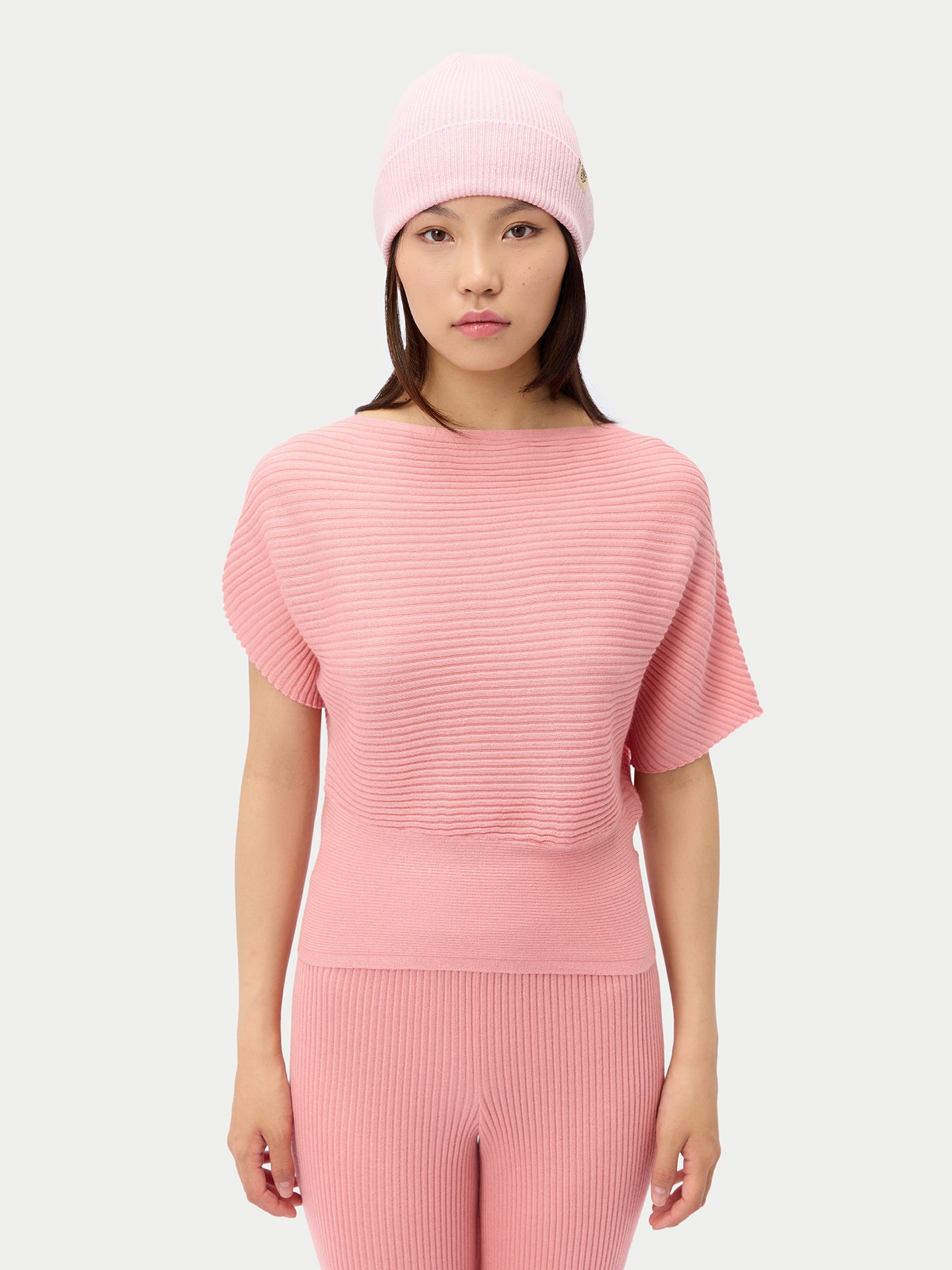 Bonnet en tricot côtelé en cachemire
