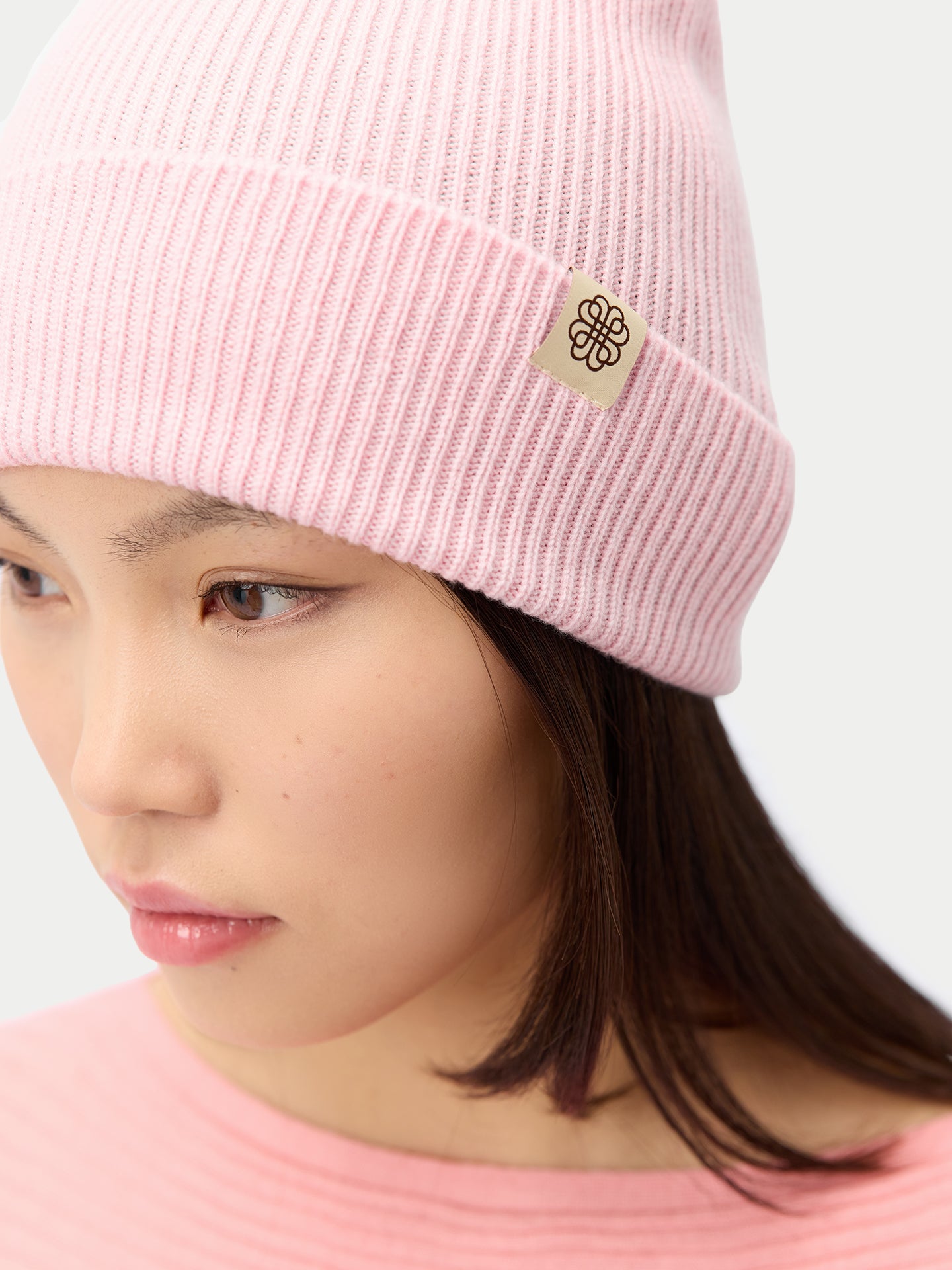 Bonnet en tricot côtelé en cachemire