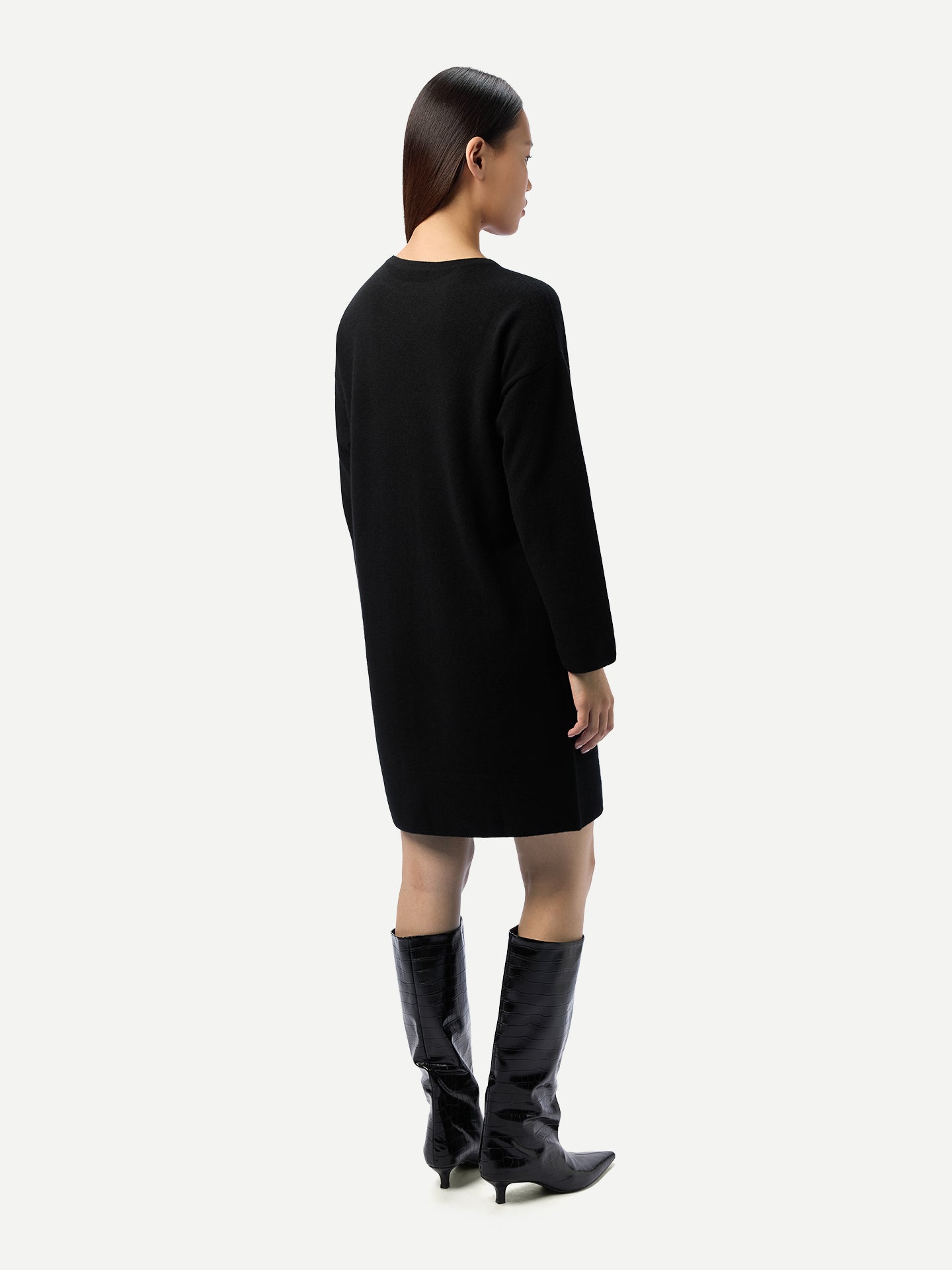 Robe en Cachemire Sans Coutures à Col Rond