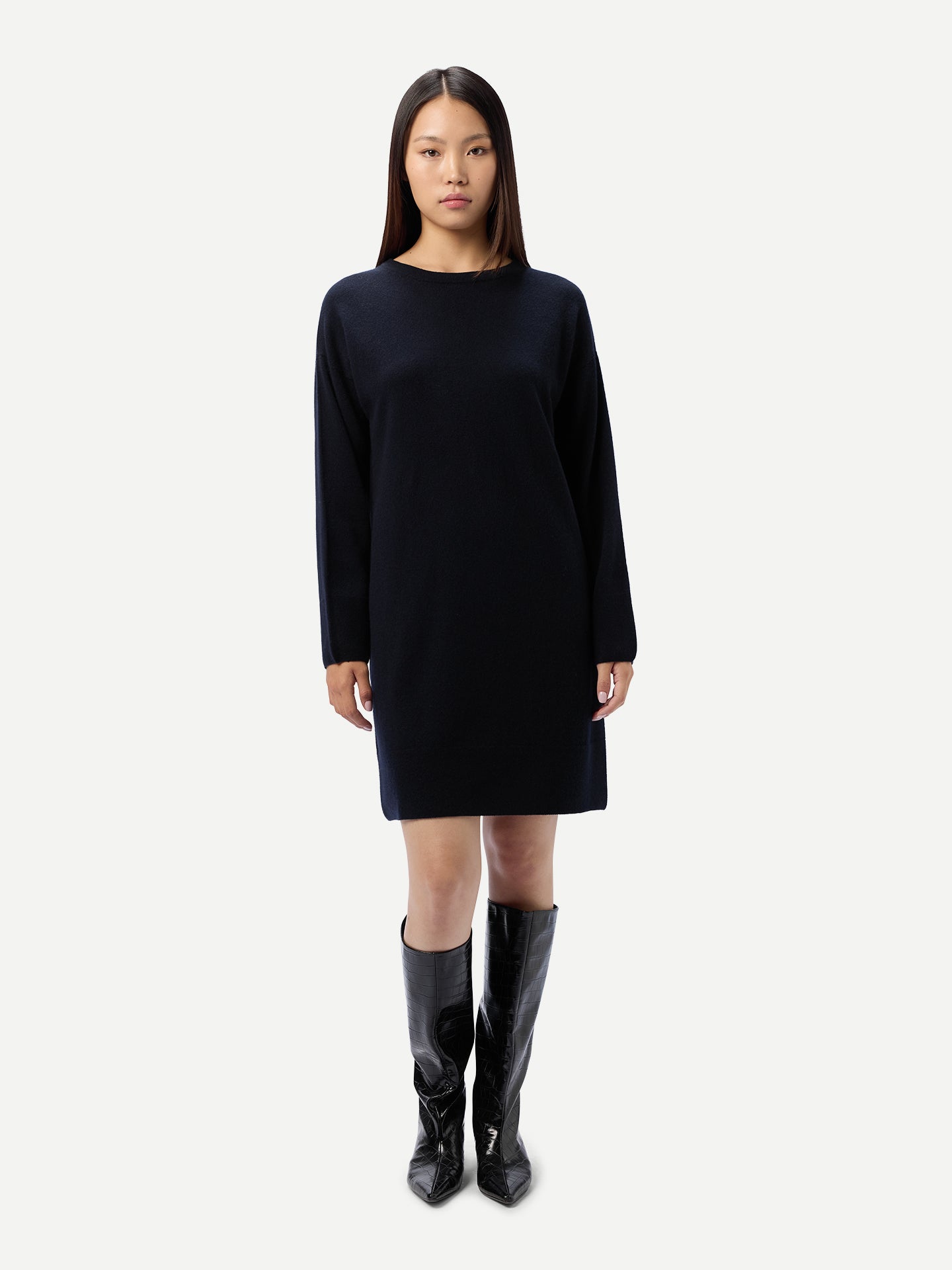 Robe en Cachemire Sans Coutures à Col Rond