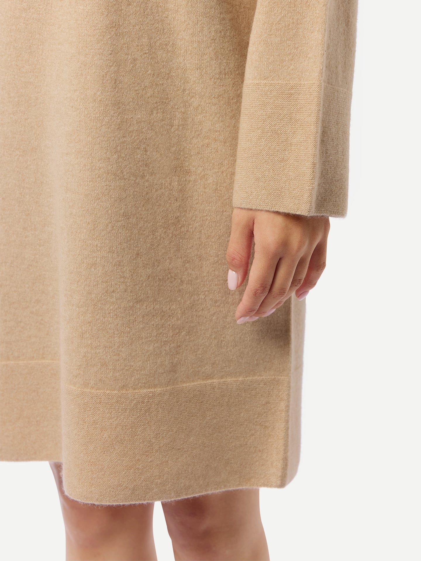 Robe en Cachemire Sans Coutures à Col Rond Couleur Organique