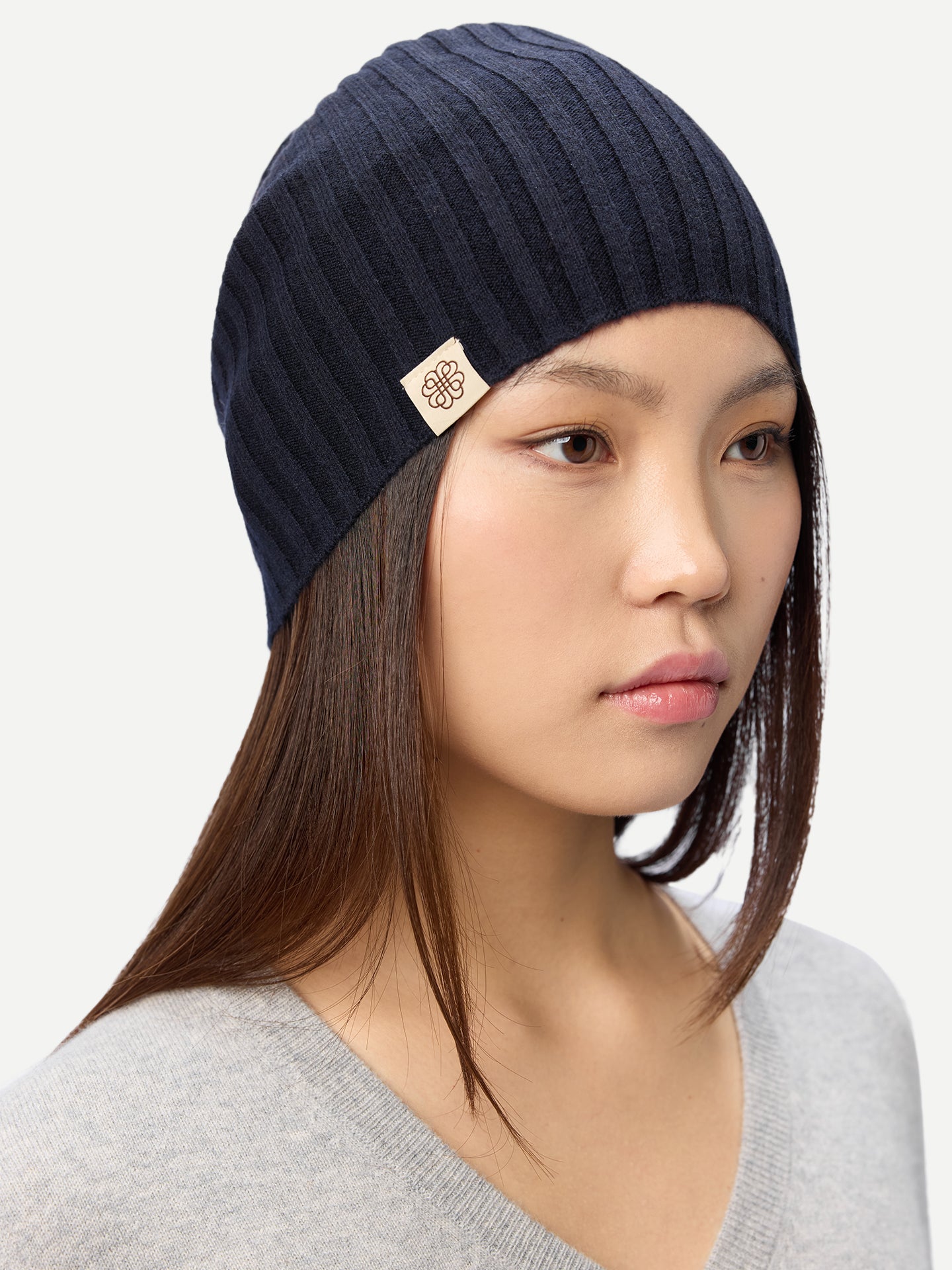Bonnet en tricot côtelé en cachemire