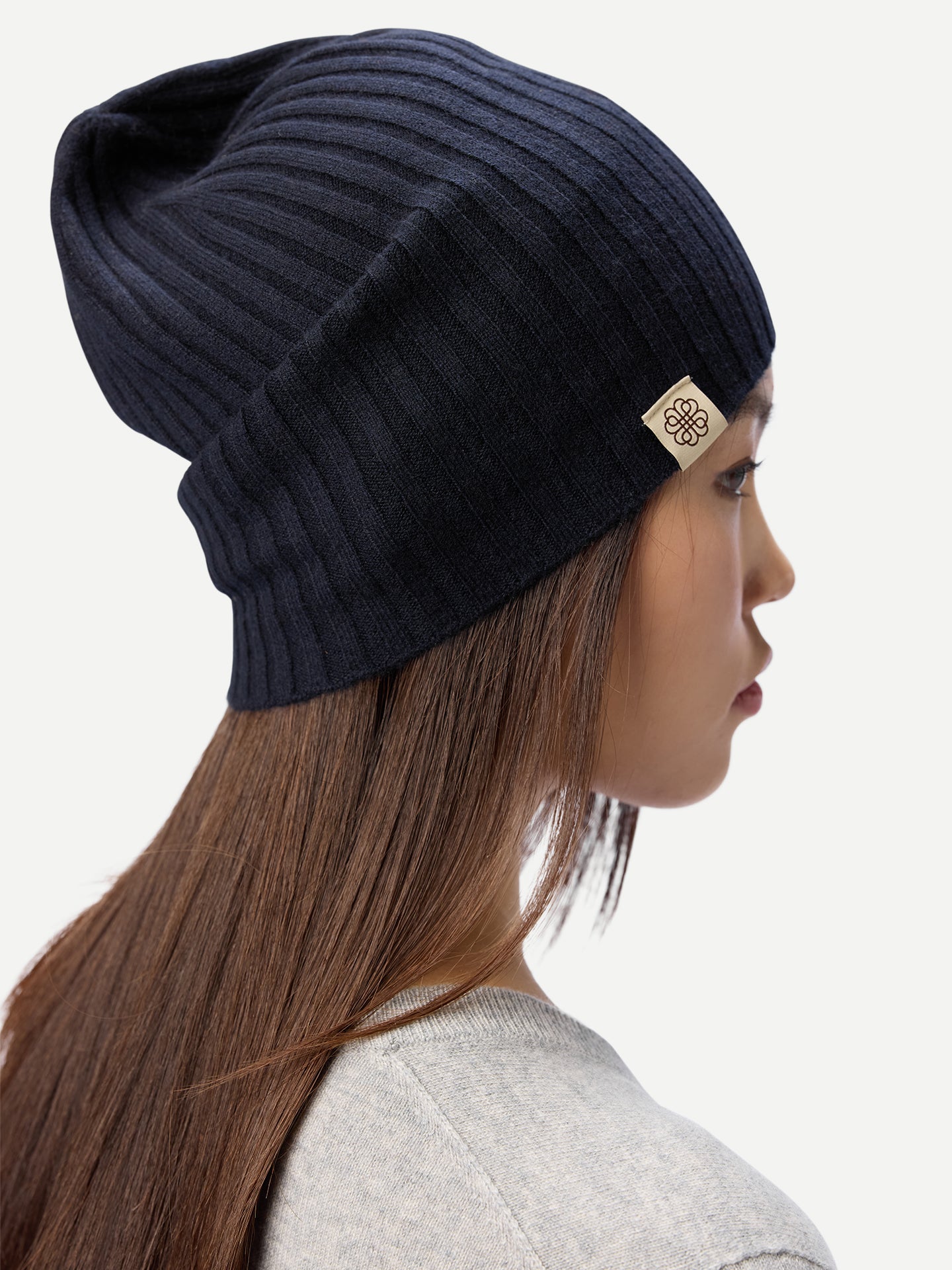 Bonnet en tricot côtelé en cachemire