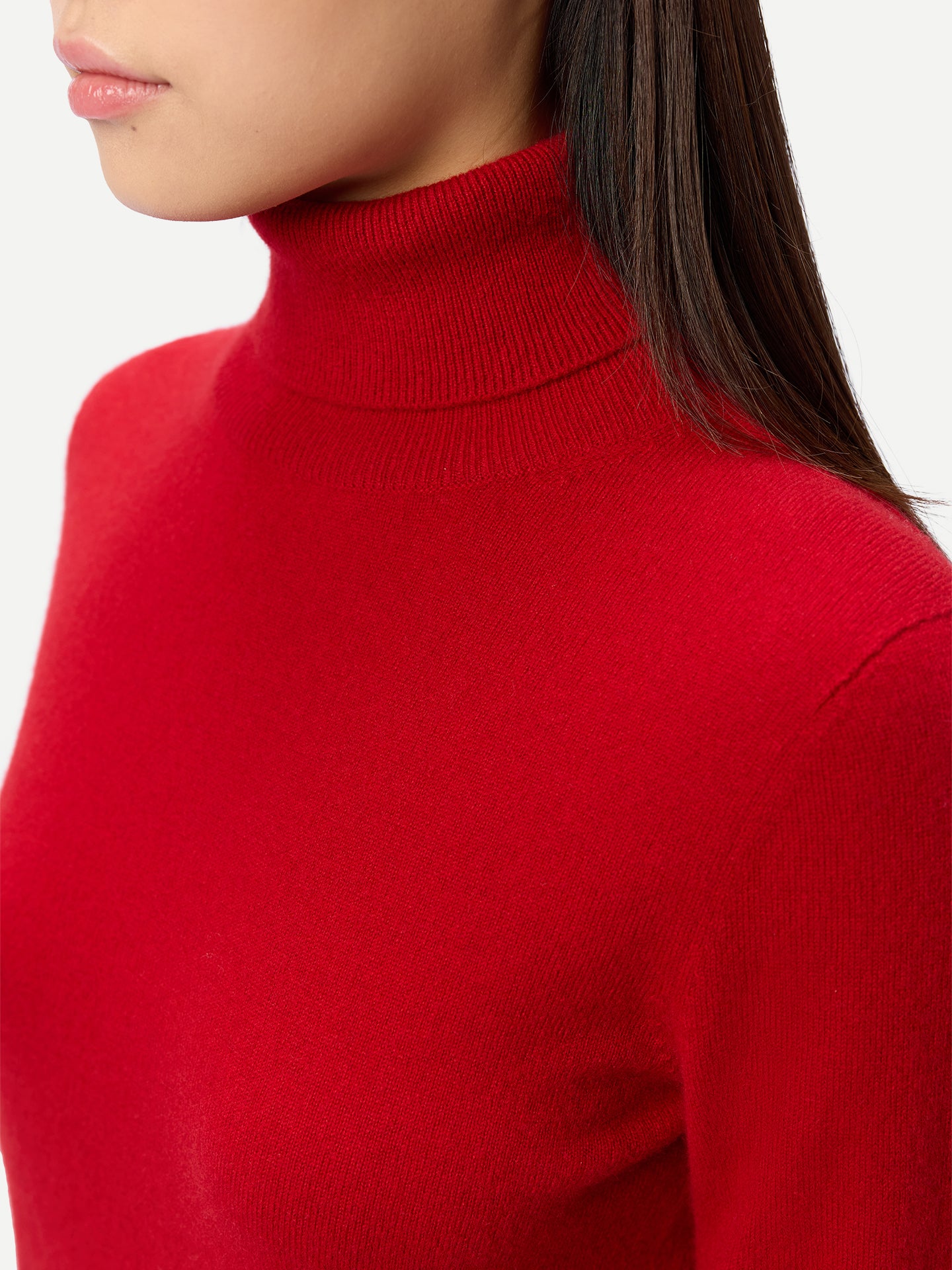 Pull femme en cachemire Timeless col roulé couleur rouge | GOBI Cashmere