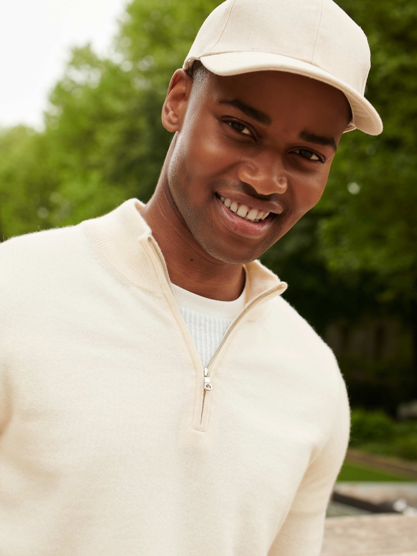 Pull polo demi en Cachemire pour hommes Blanc - Gobi Cashmere