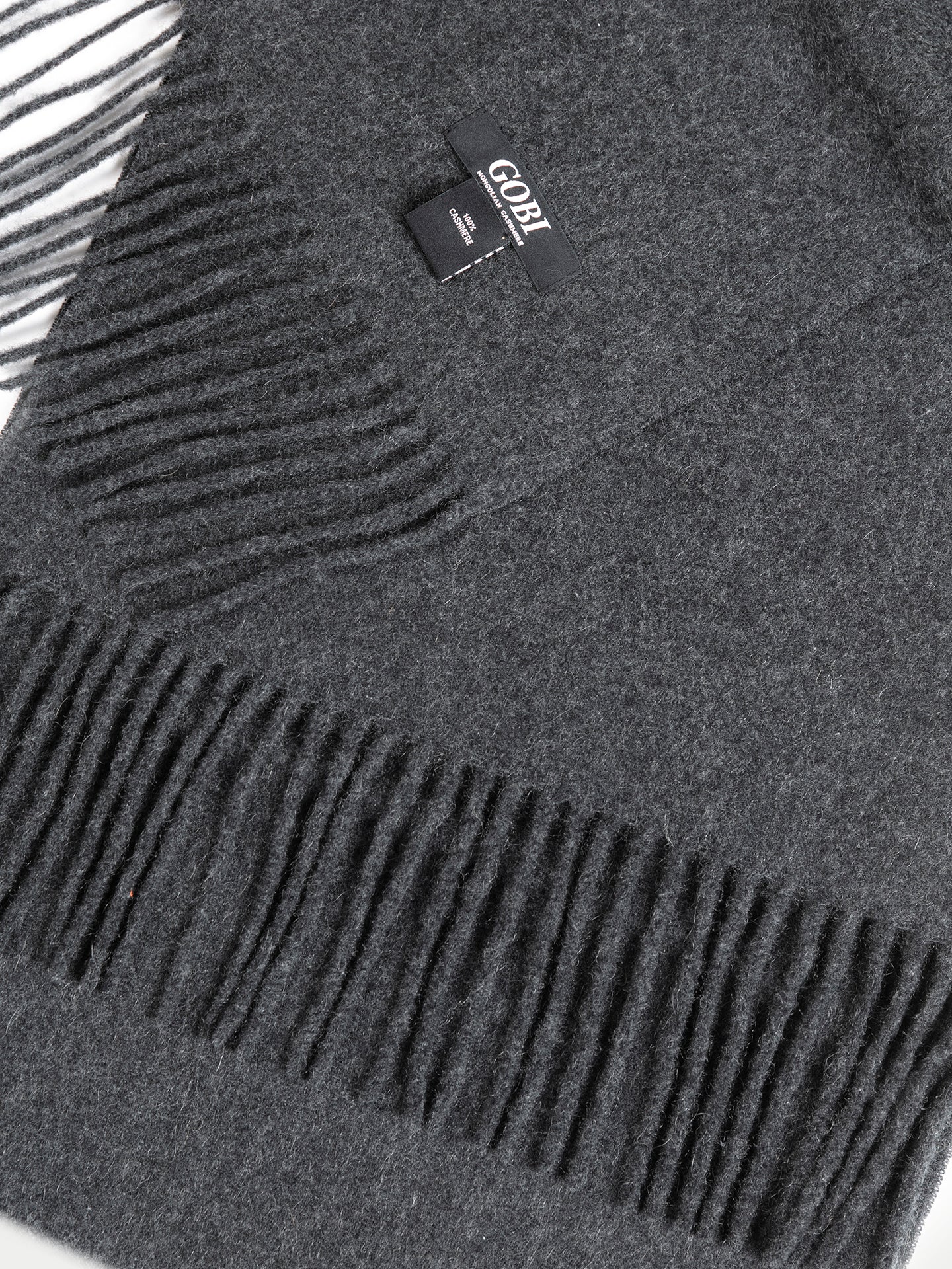 Écharpe avec franges en cachemire pour unisex Gris Taupe - Gobi Cashmere
