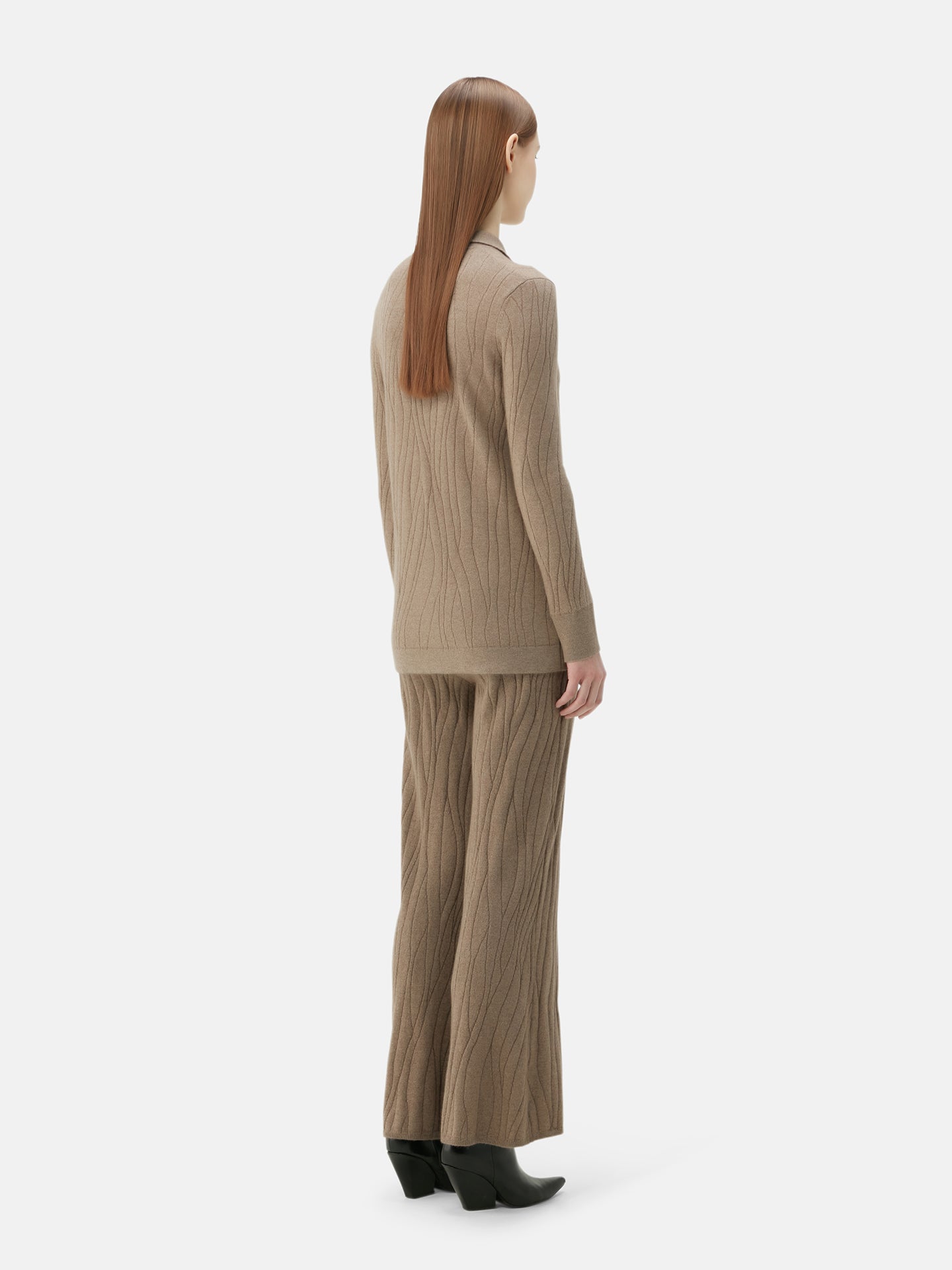 Cardigan en cachemire à encolure polo Taupe | GOBI Cashmere