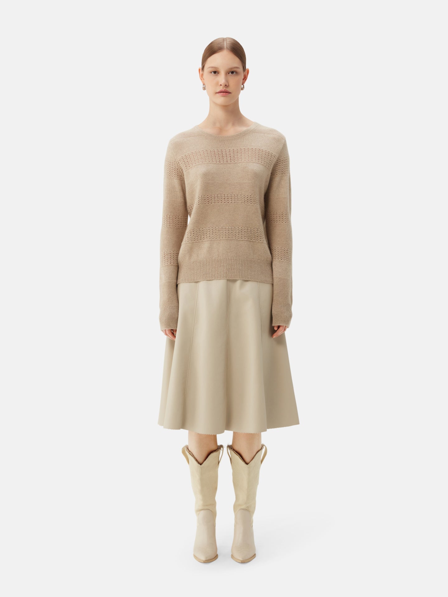 Gilet en cachemire à motifs mixtes  Taupe | GOBI Cashmere