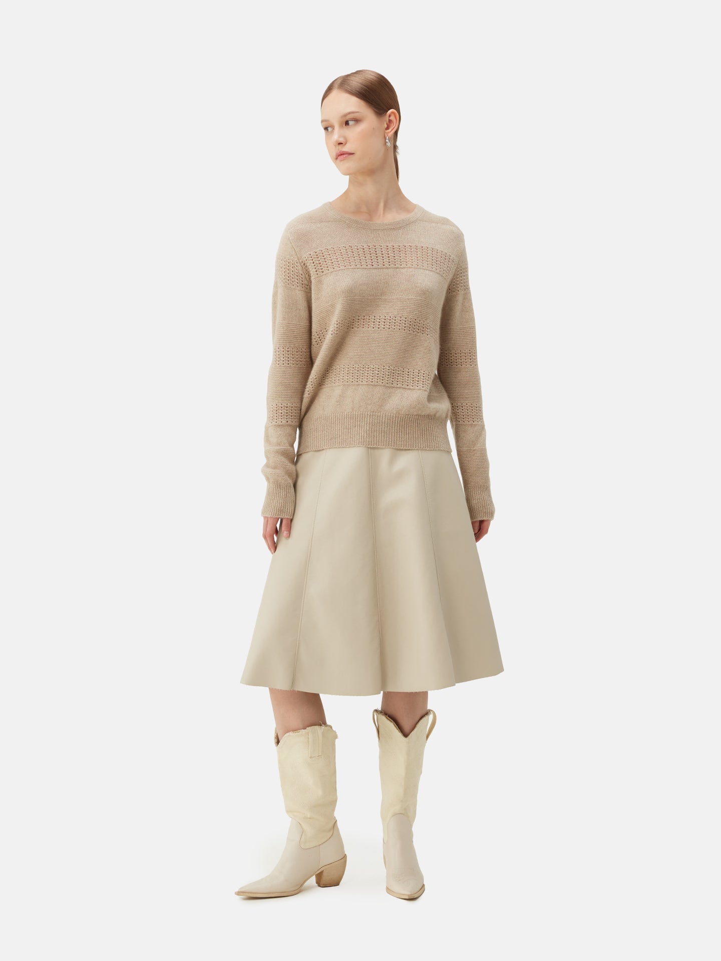 Gilet en cachemire à motifs mixtes  Taupe | GOBI Cashmere