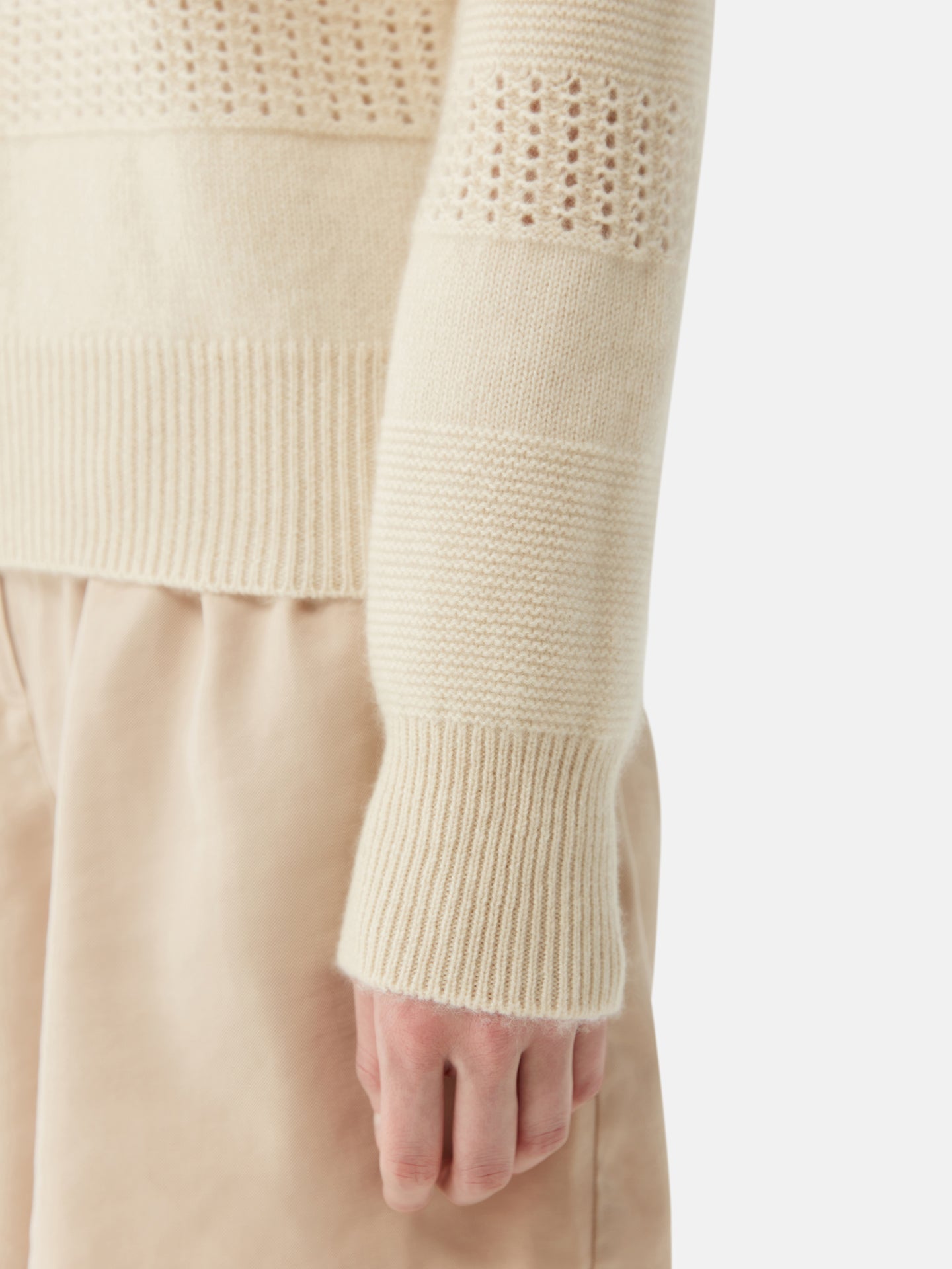 Gilet en cachemire à motifs mixtes off white| GOBI Cashmere
