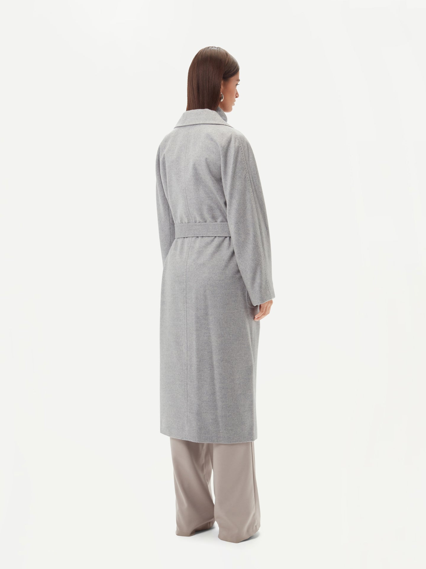 Manteau long à double boutonnage pour femmes Gris - Gobi Cashmere