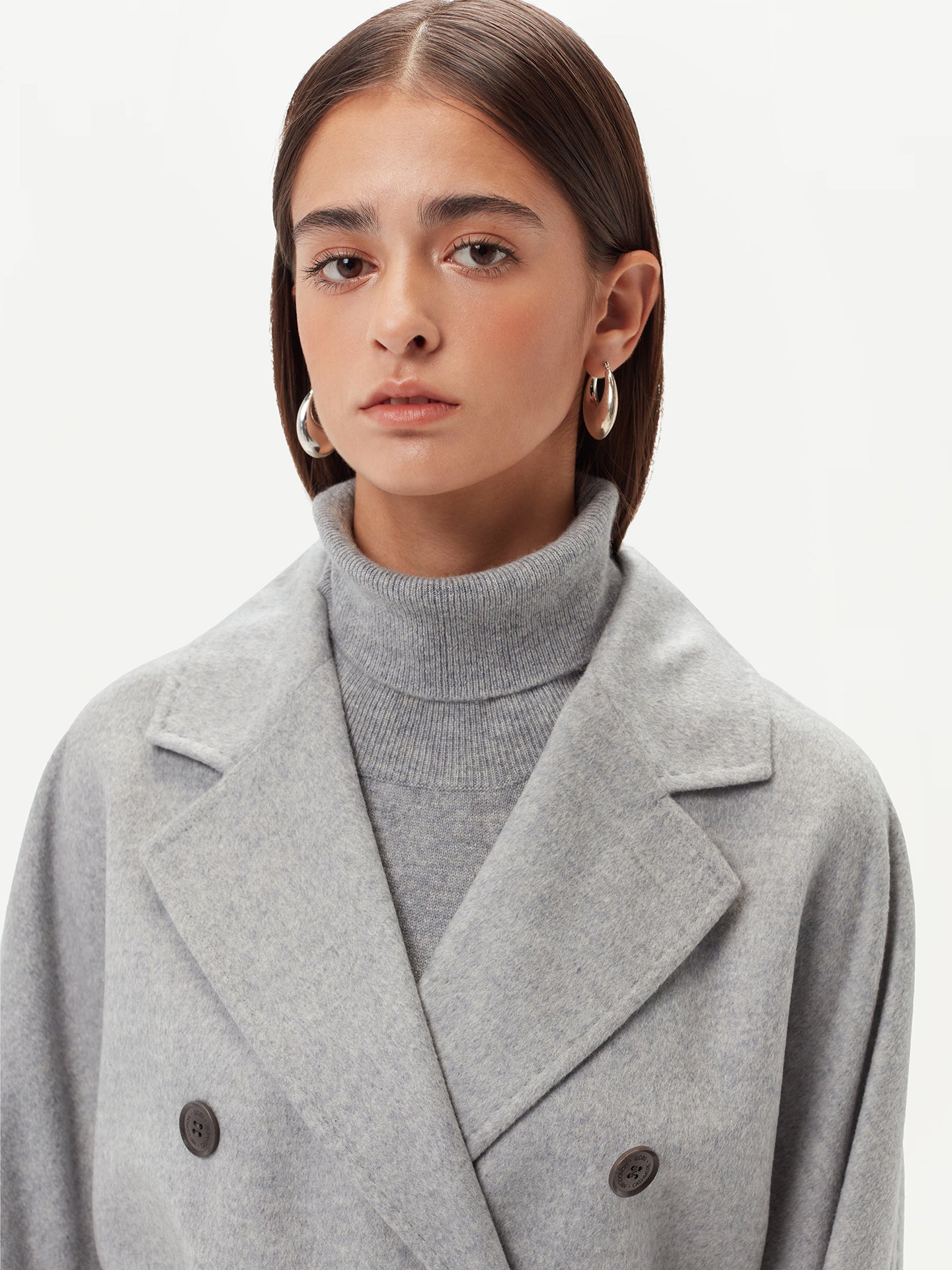 Manteau long à double boutonnage pour femmes Gris - Gobi Cashmere
