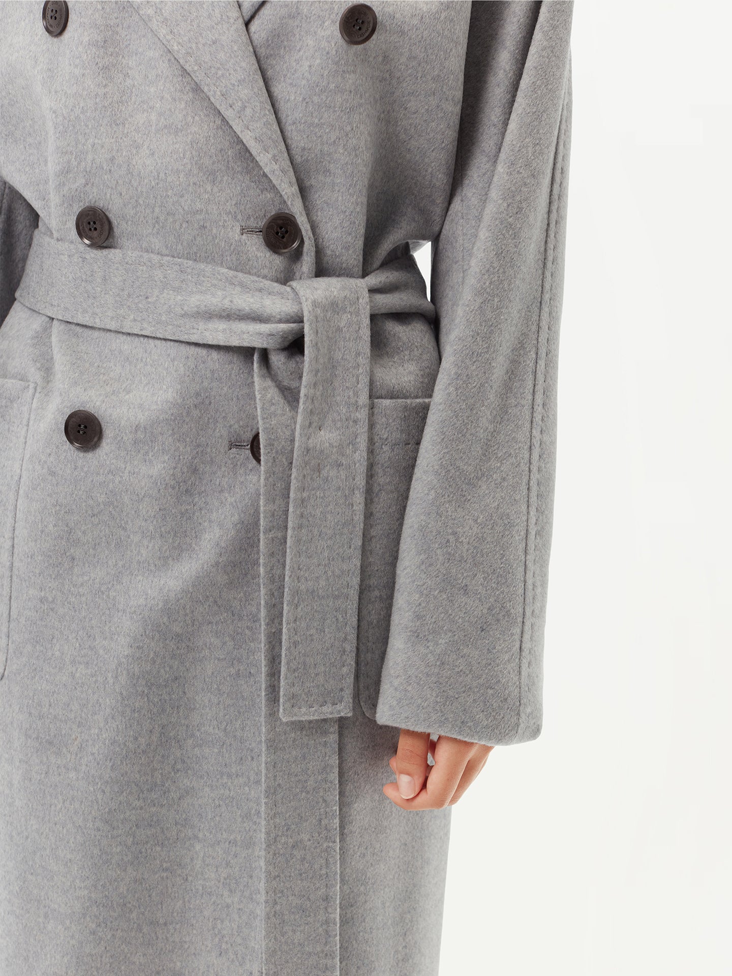 Manteau long à double boutonnage pour femmes Gris - Gobi Cashmere