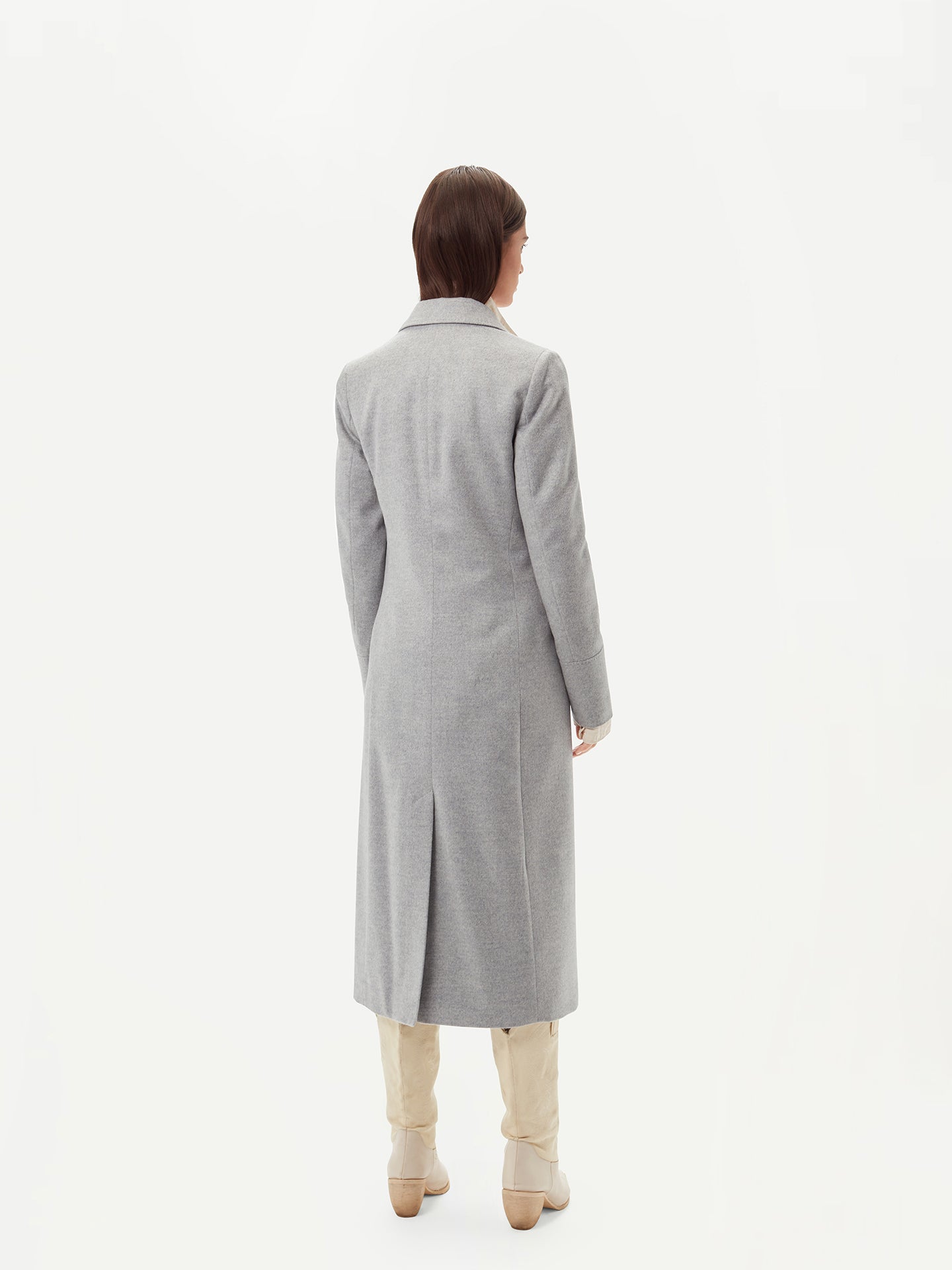 Manteau long à revers en cachemire pour femme Gris - Gobi Cashmere