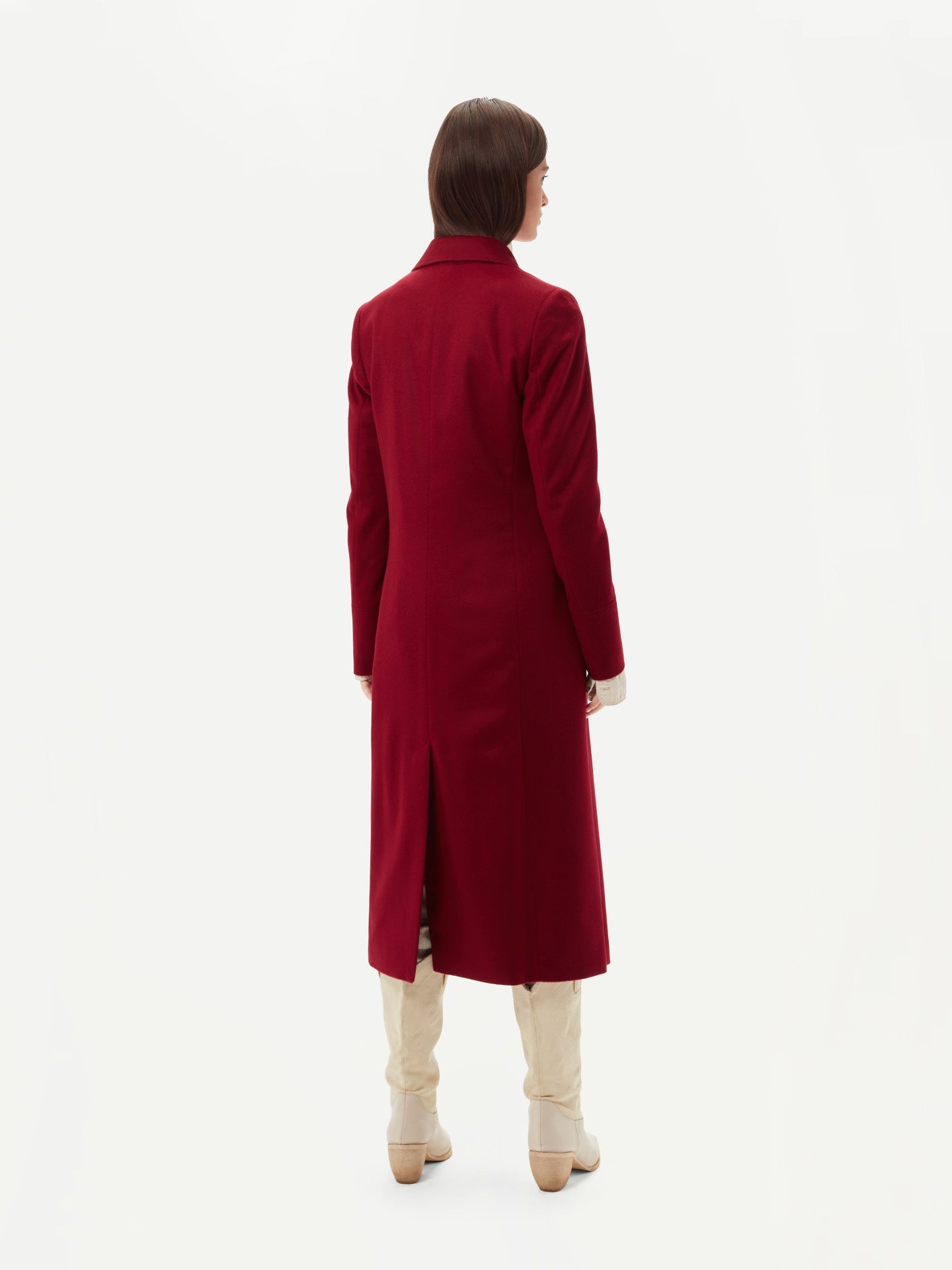 Women's Cashmere Peak Lapel Long Coat Bordeaux - Gobi Cashmere