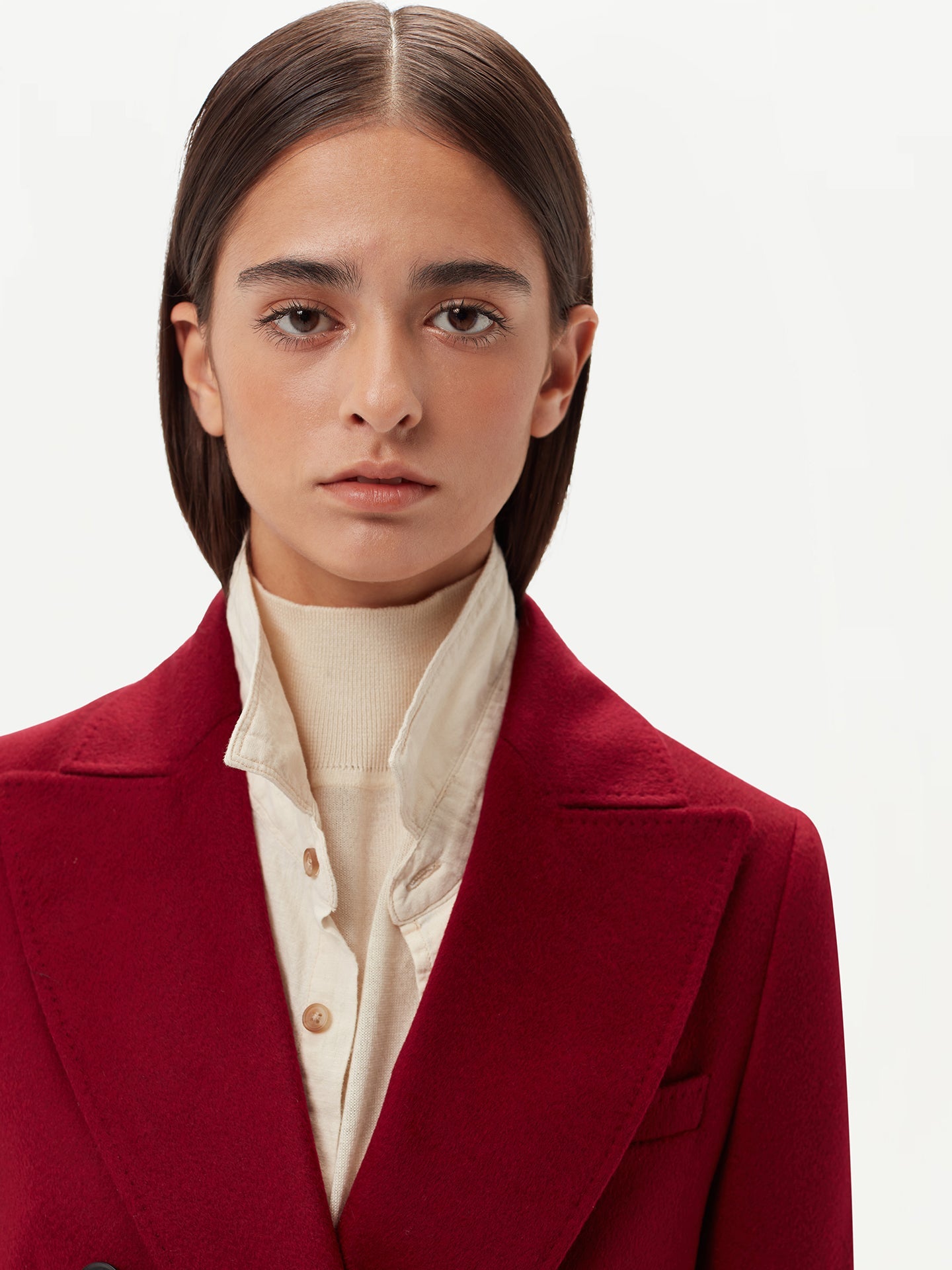 Women's Cashmere Peak Lapel Long Coat Bordeaux - Gobi Cashmere