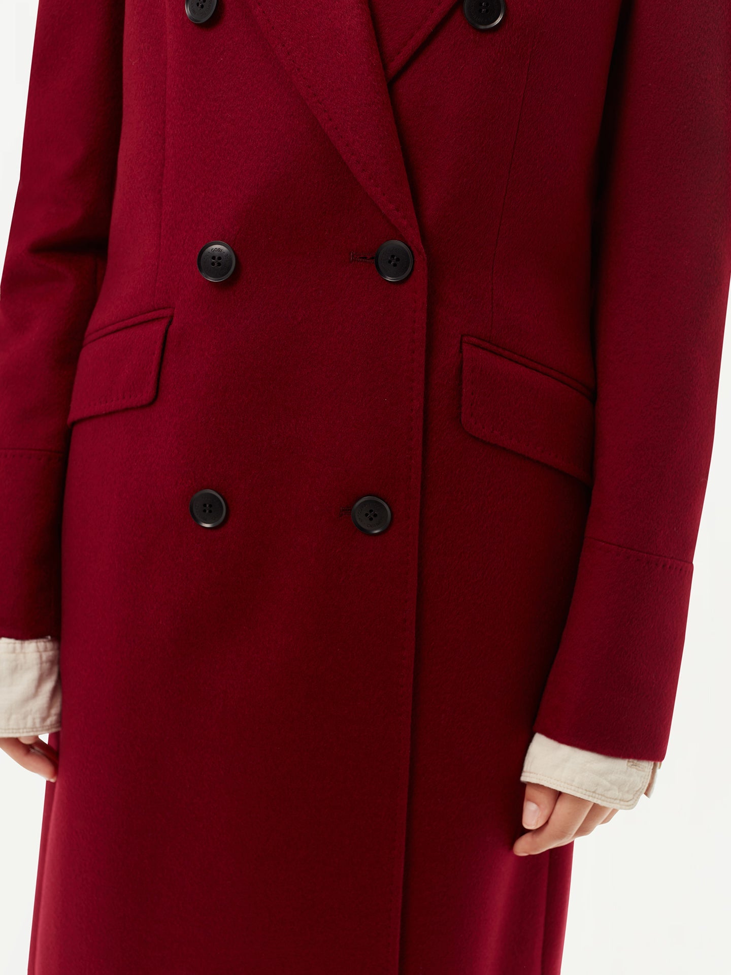 Women's Cashmere Peak Lapel Long Coat Bordeaux - Gobi Cashmere