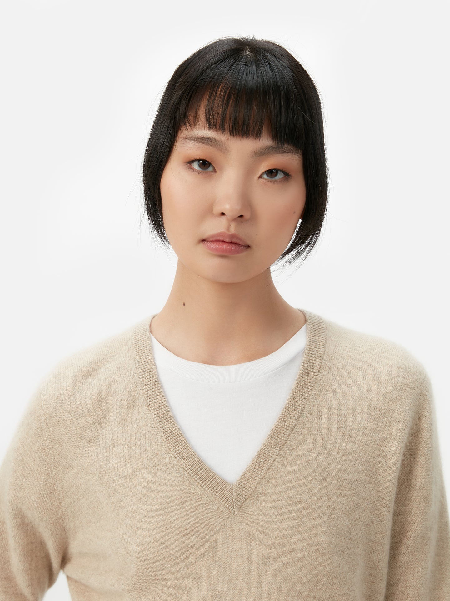 Pull col en V en Cachemire pour femmes Taupe - Gobi Cashmere