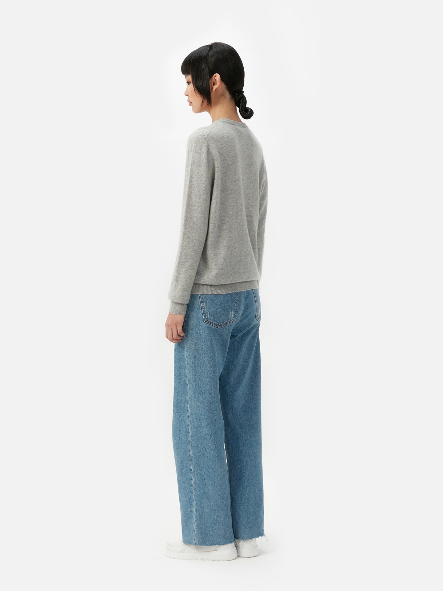 Cardigan col rond en Cachemire pour femmes Gris - Gobi Cashmere