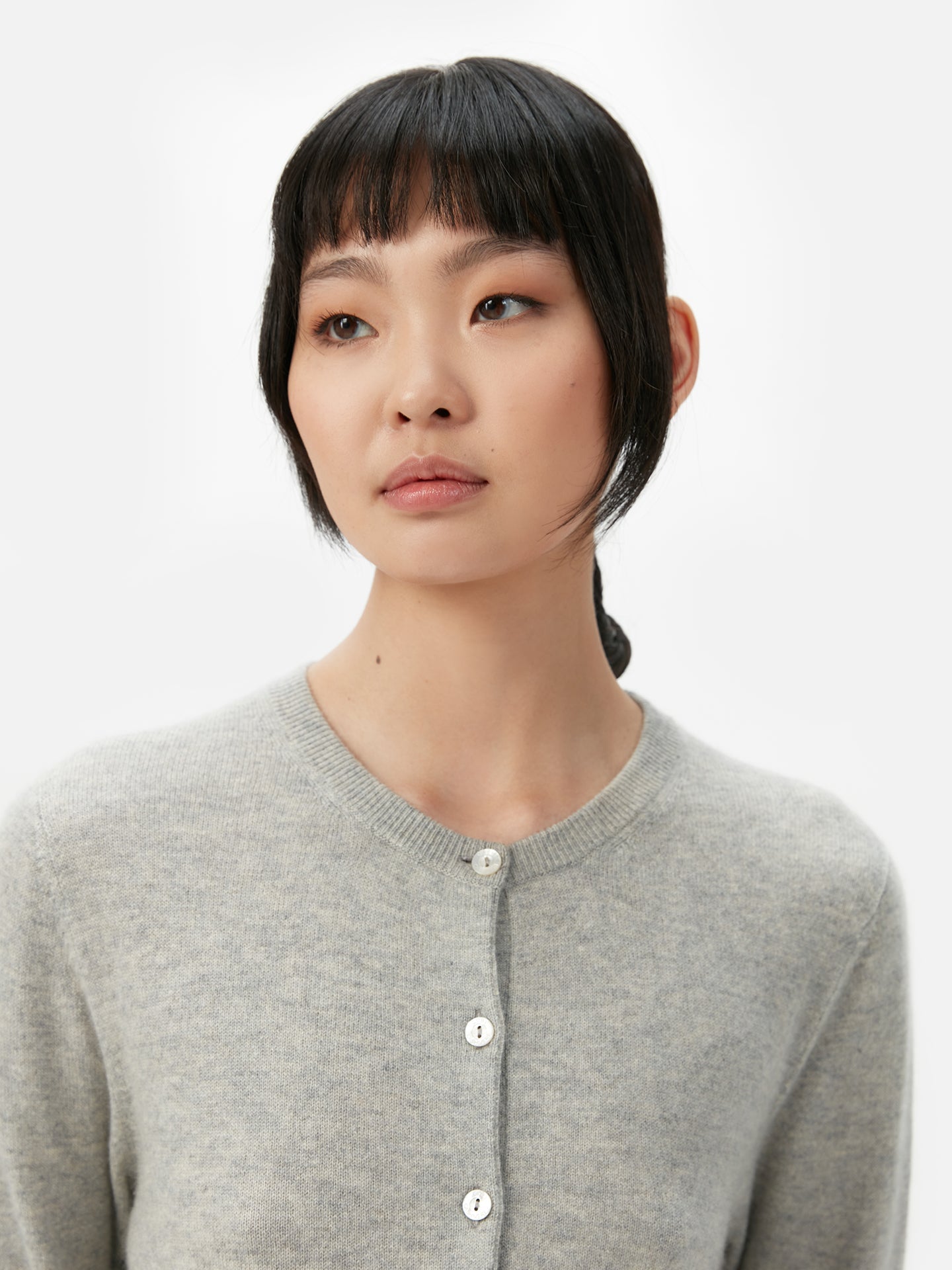 Cardigan col rond en Cachemire pour femmes Gris - Gobi Cashmere