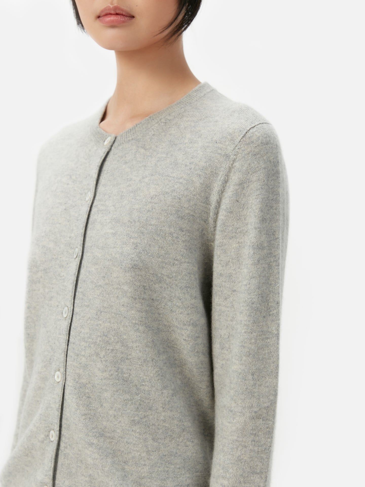 Cardigan col rond en Cachemire pour femmes Gris - Gobi Cashmere