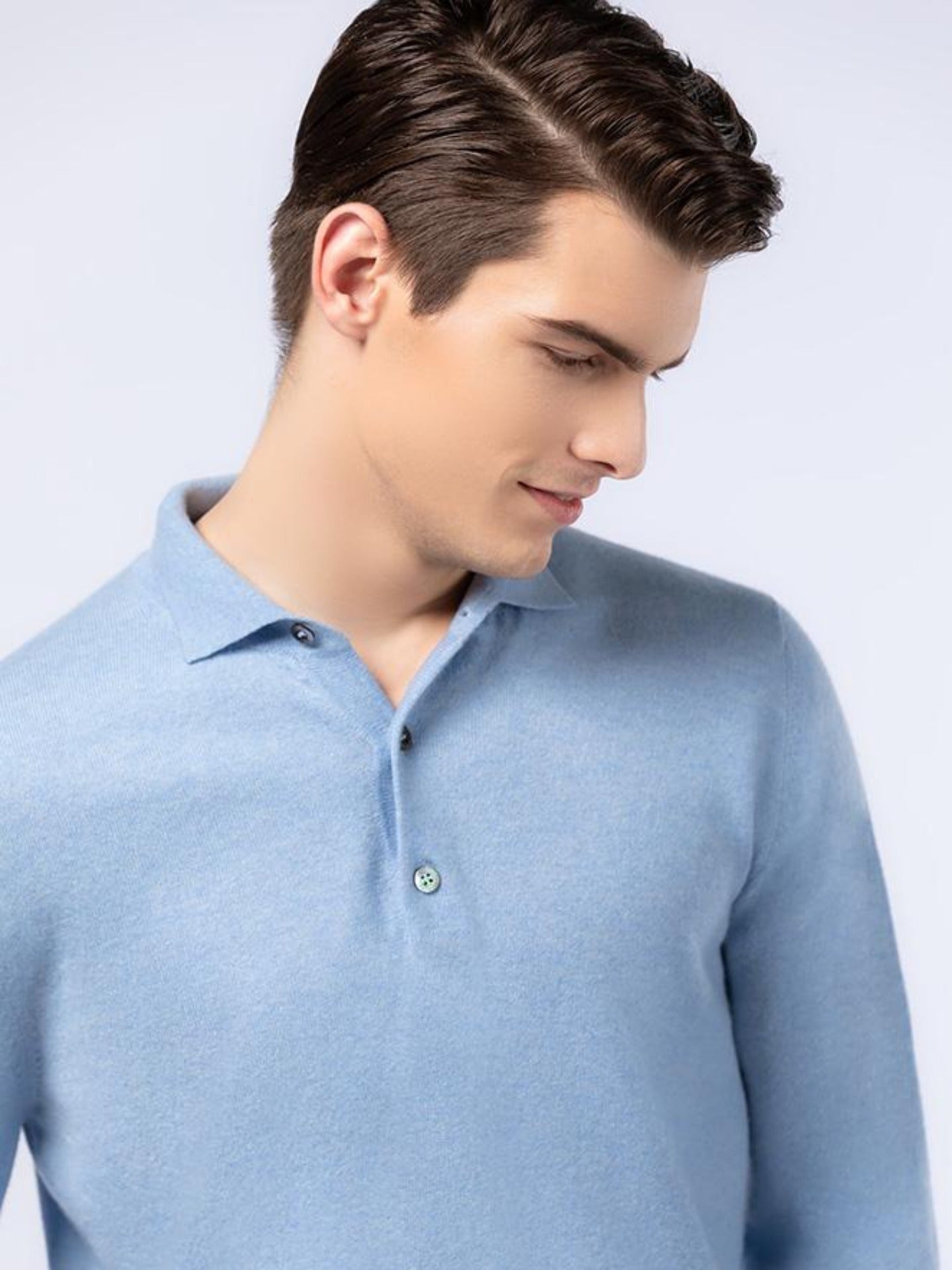 Pull col polo en Cachemire pour hommes Marin - Gobi Cashmere