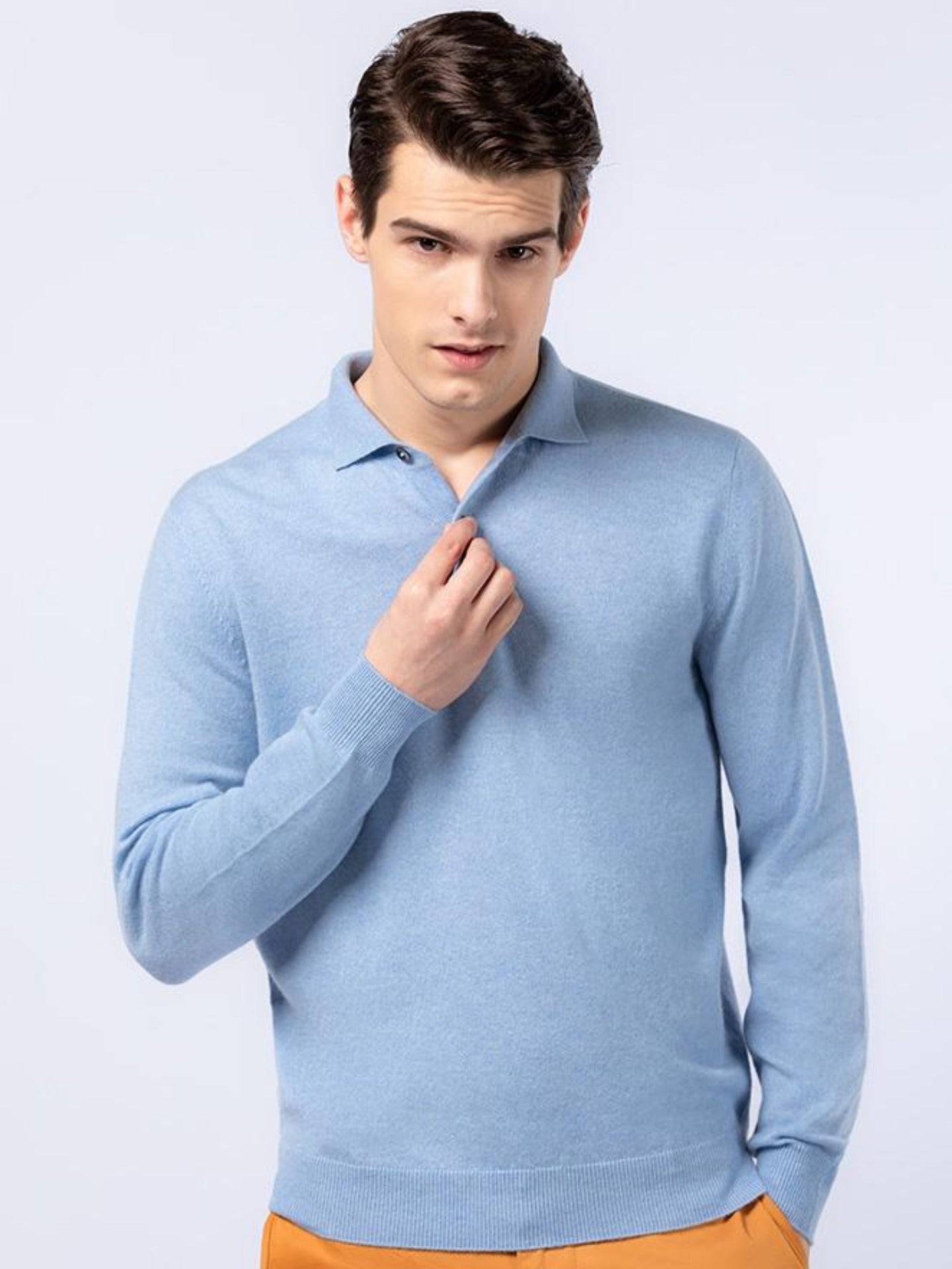 Pull col polo en Cachemire pour hommes Marin - Gobi Cashmere