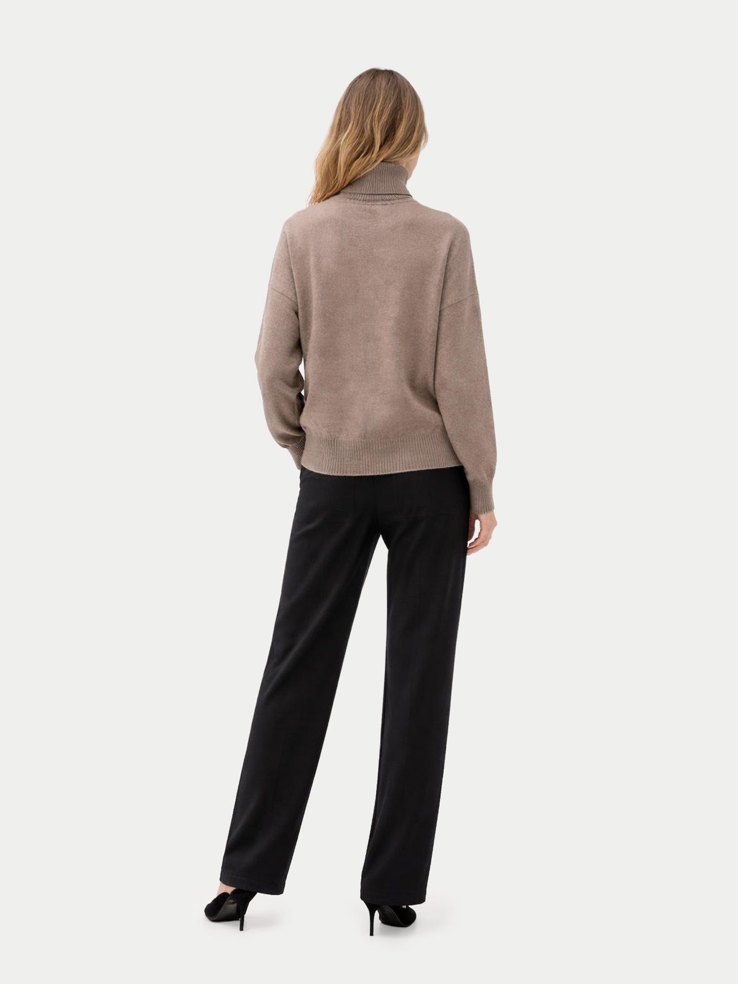 Pull en cachemire pour femme à col montant Couleur Organique