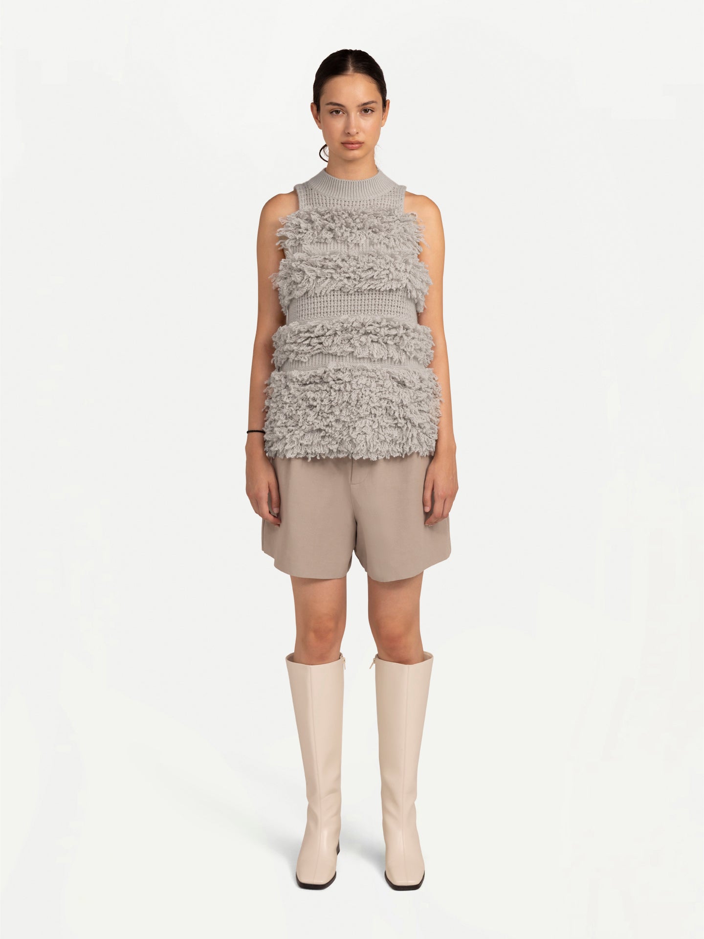 Gilet en cachemire à points bouclés Gris - Gobi Cashmere