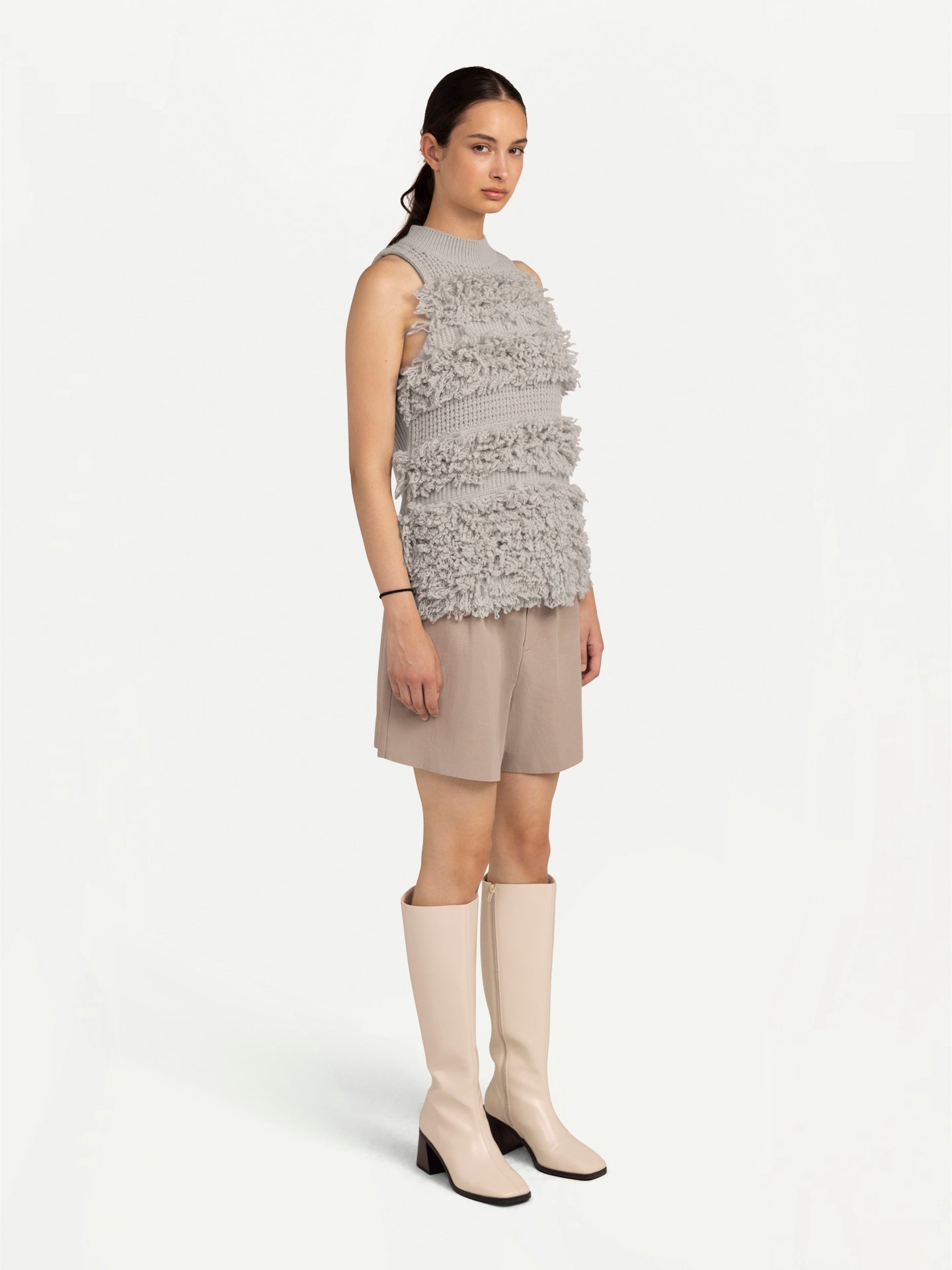 Gilet en cachemire à points bouclés Gris - Gobi Cashmere