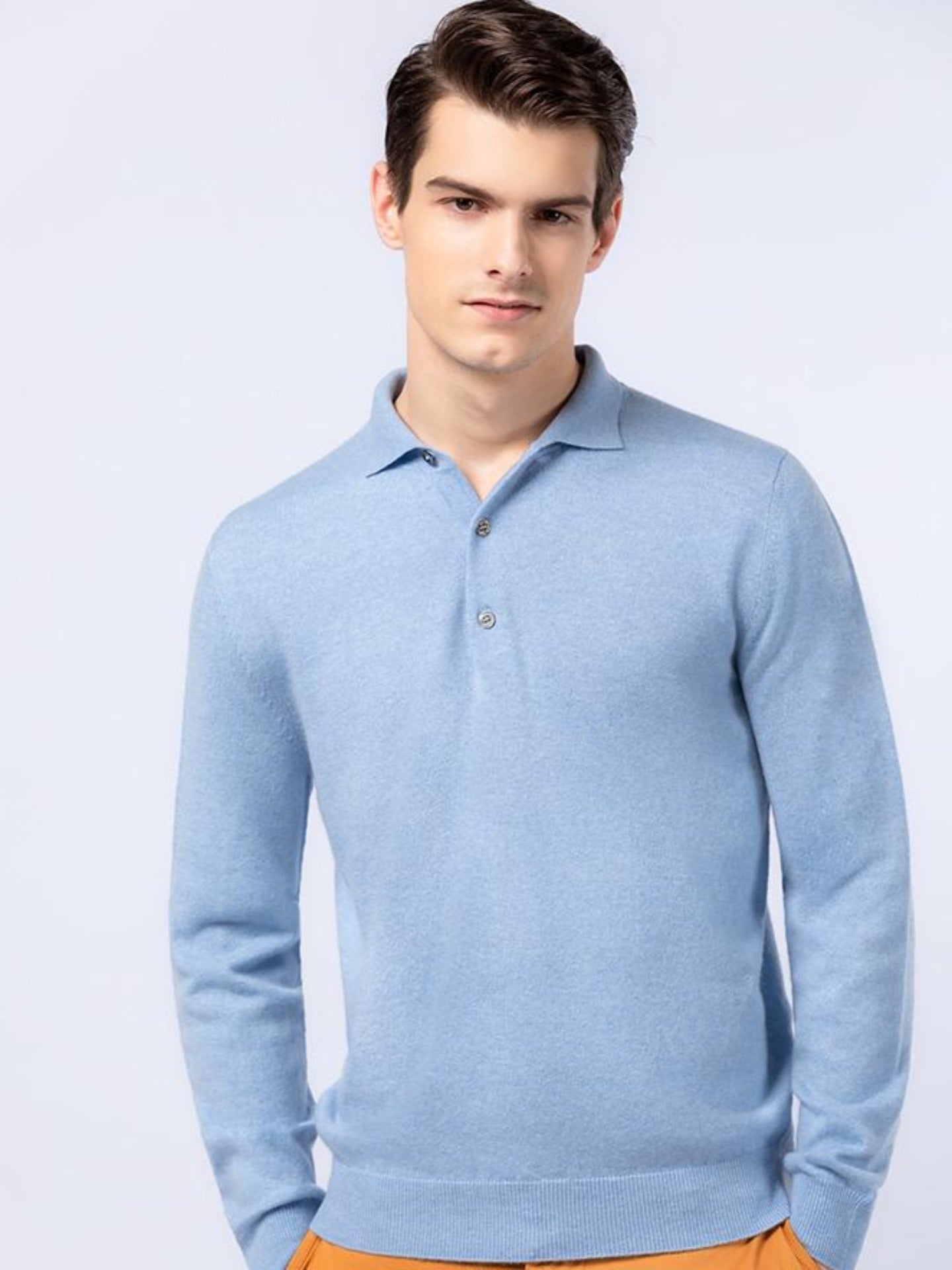 Pull col polo en Cachemire pour hommes Marin - Gobi Cashmere
