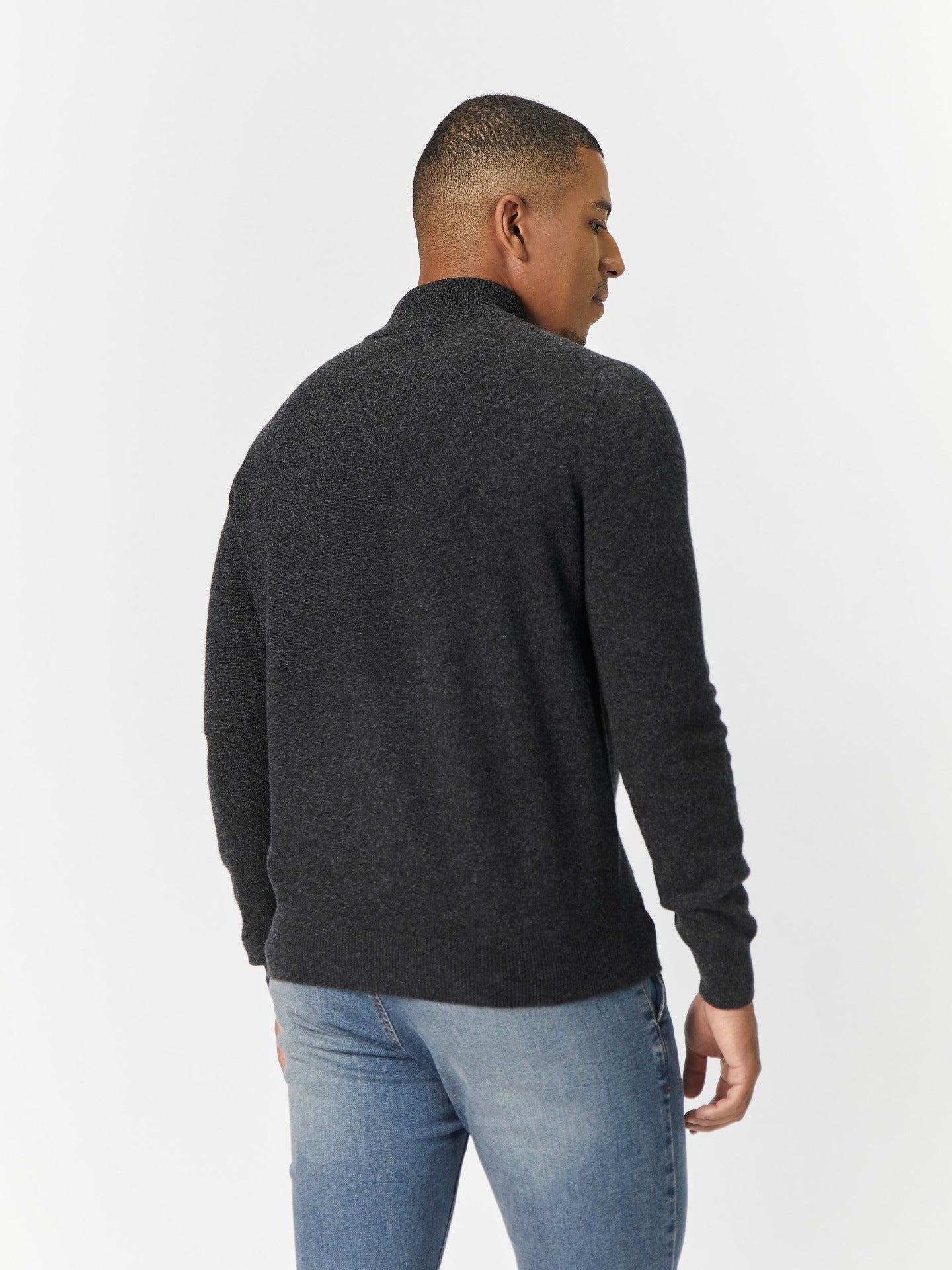 Men's Cashmere Mock Neck Sweater Charcoal - Gobi Cashmere