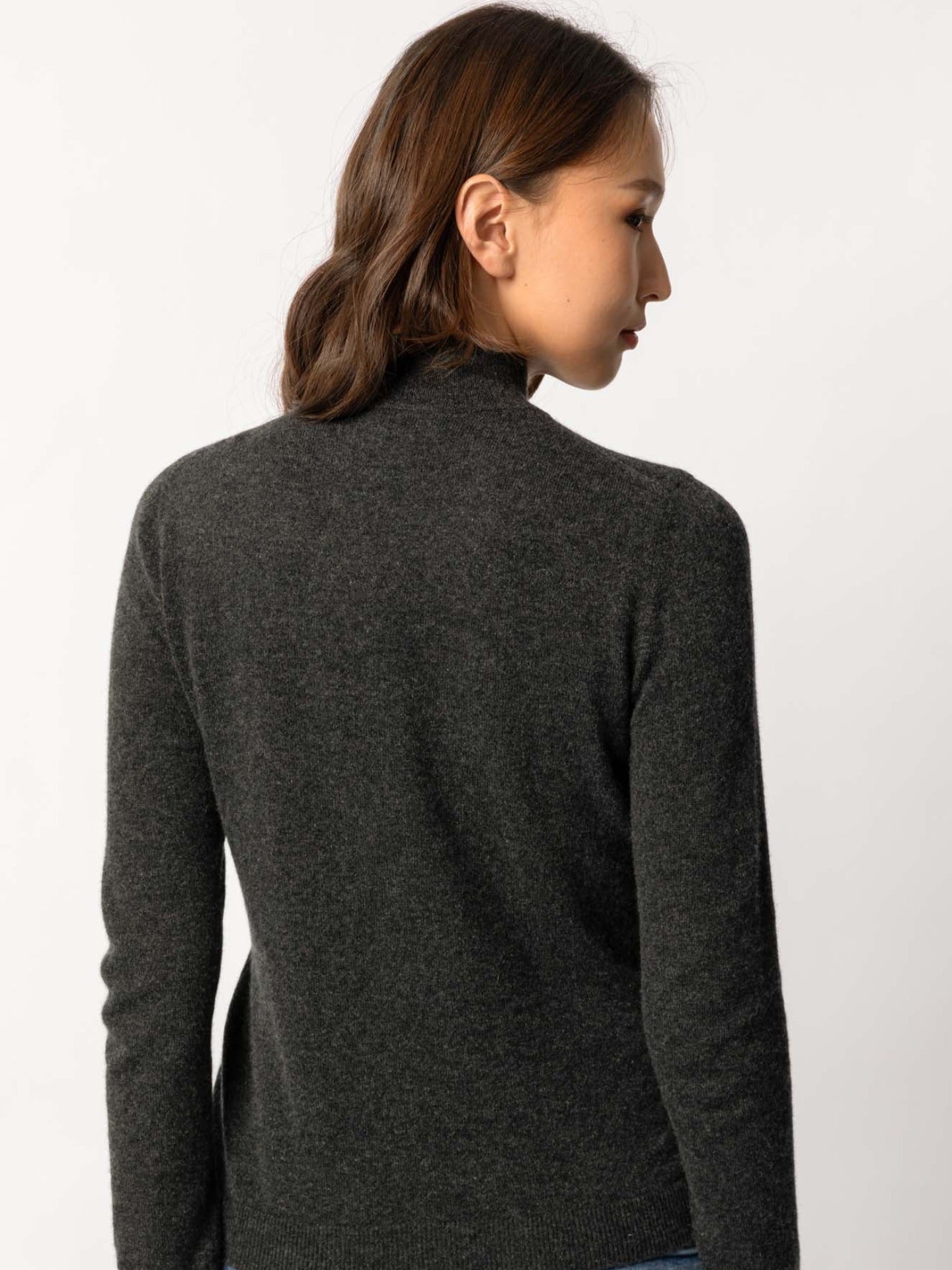 Pull col haut en Cachemire pour femmes Gris - Gobi Cashmere
