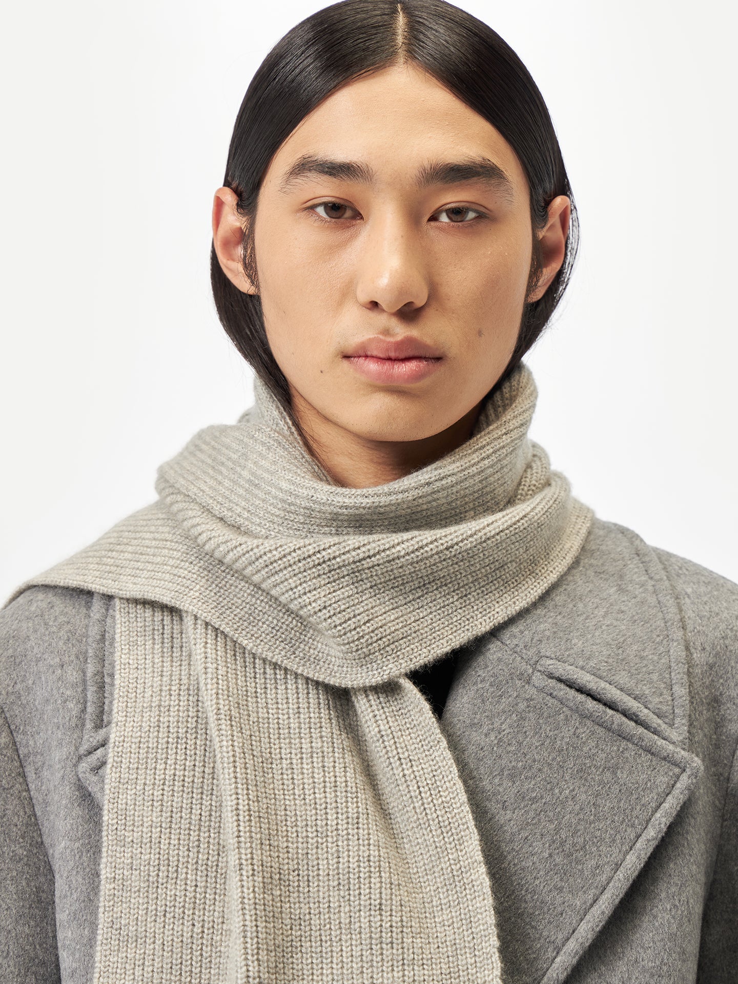 Echarpe en tricot de pêcheur en cachemire Gris - Gobi Cashmere