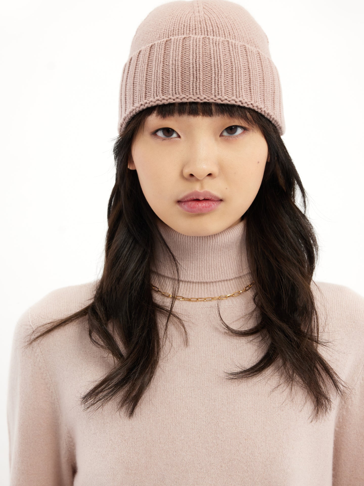 Bonnet en tricot côtelé en cachemire pour femme rose - Gobi Cashmere