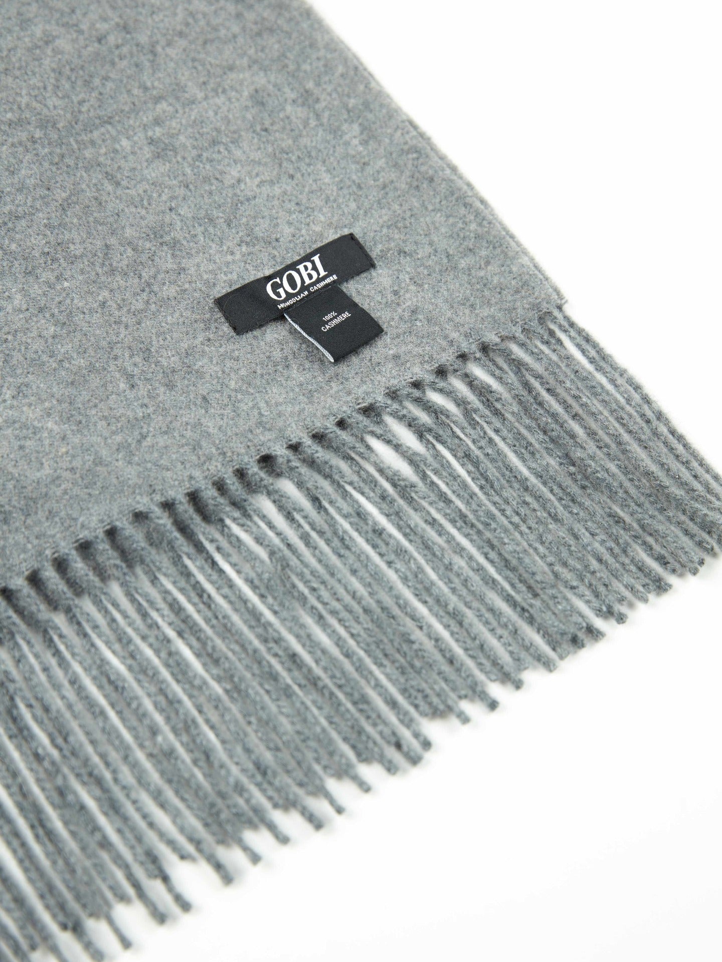 Écharpe avec franges en cachemire pour unisex Gris Foncé - Gobi Cashmere