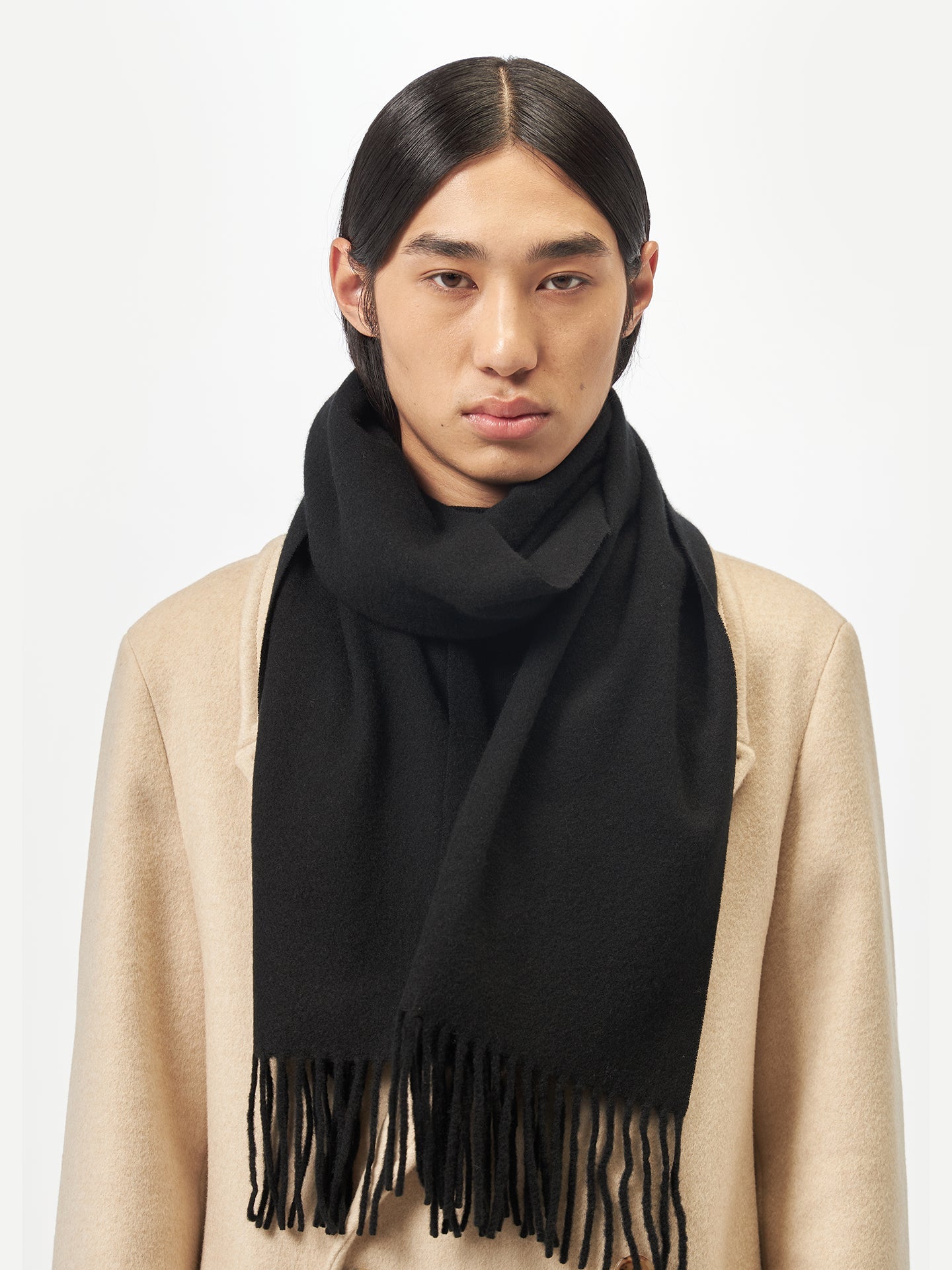 Écharpe avec franges en cachemire unisexe , couleur Noir - Gobi Cashmere