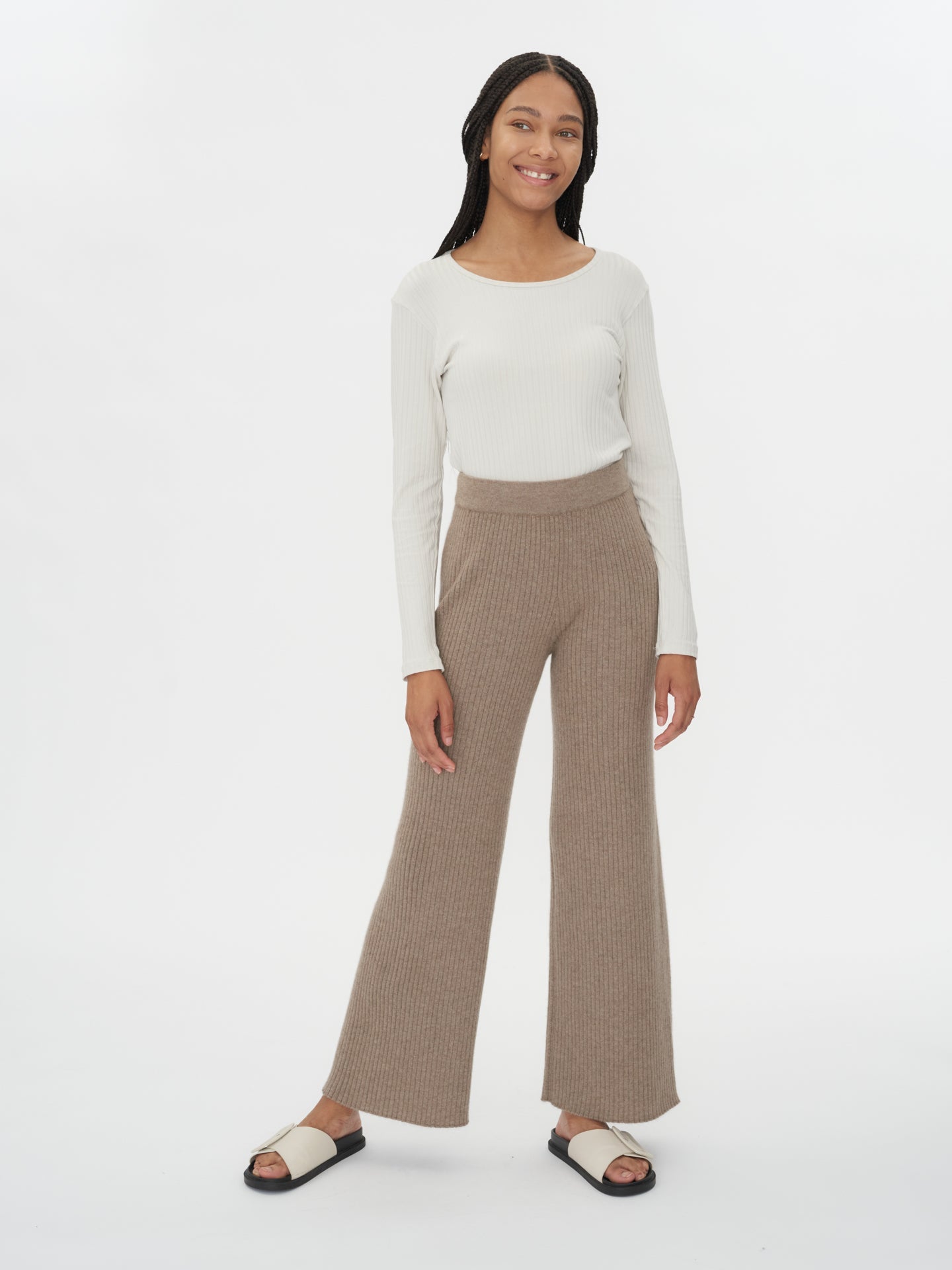 Pantalon en cachemire pour femme taupe - Gobi Cashmere