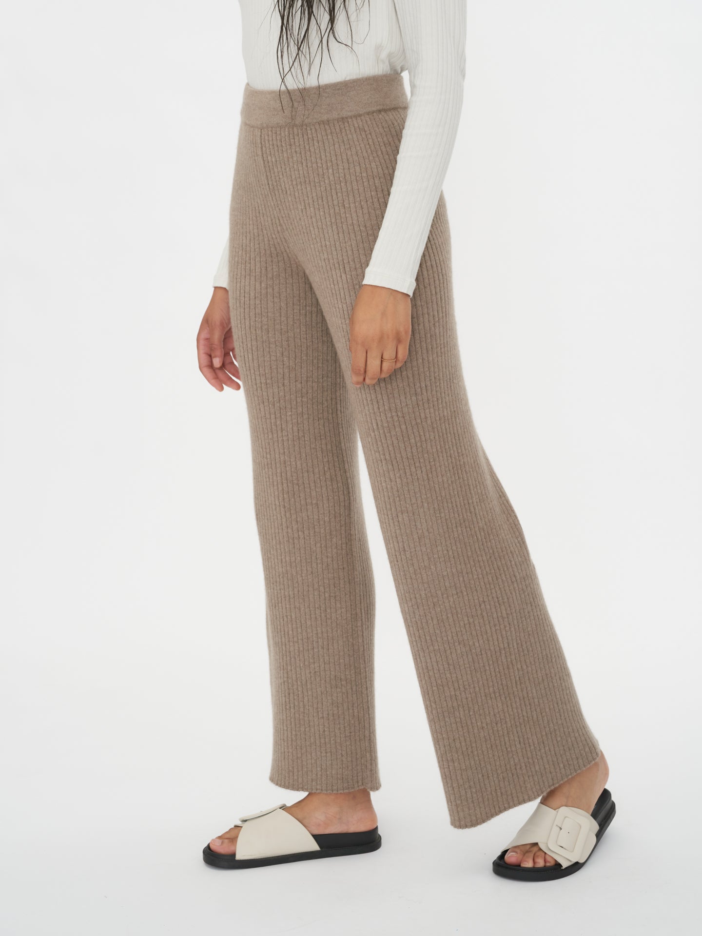 Pantalon en cachemire pour femme taupe - Gobi Cashmere