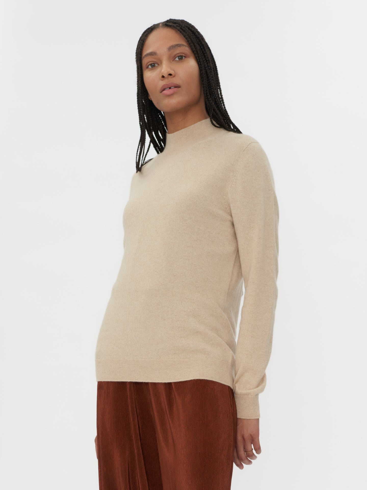 Pull col haut en Cachemire pour femmes Taupe - Gobi Cashmere