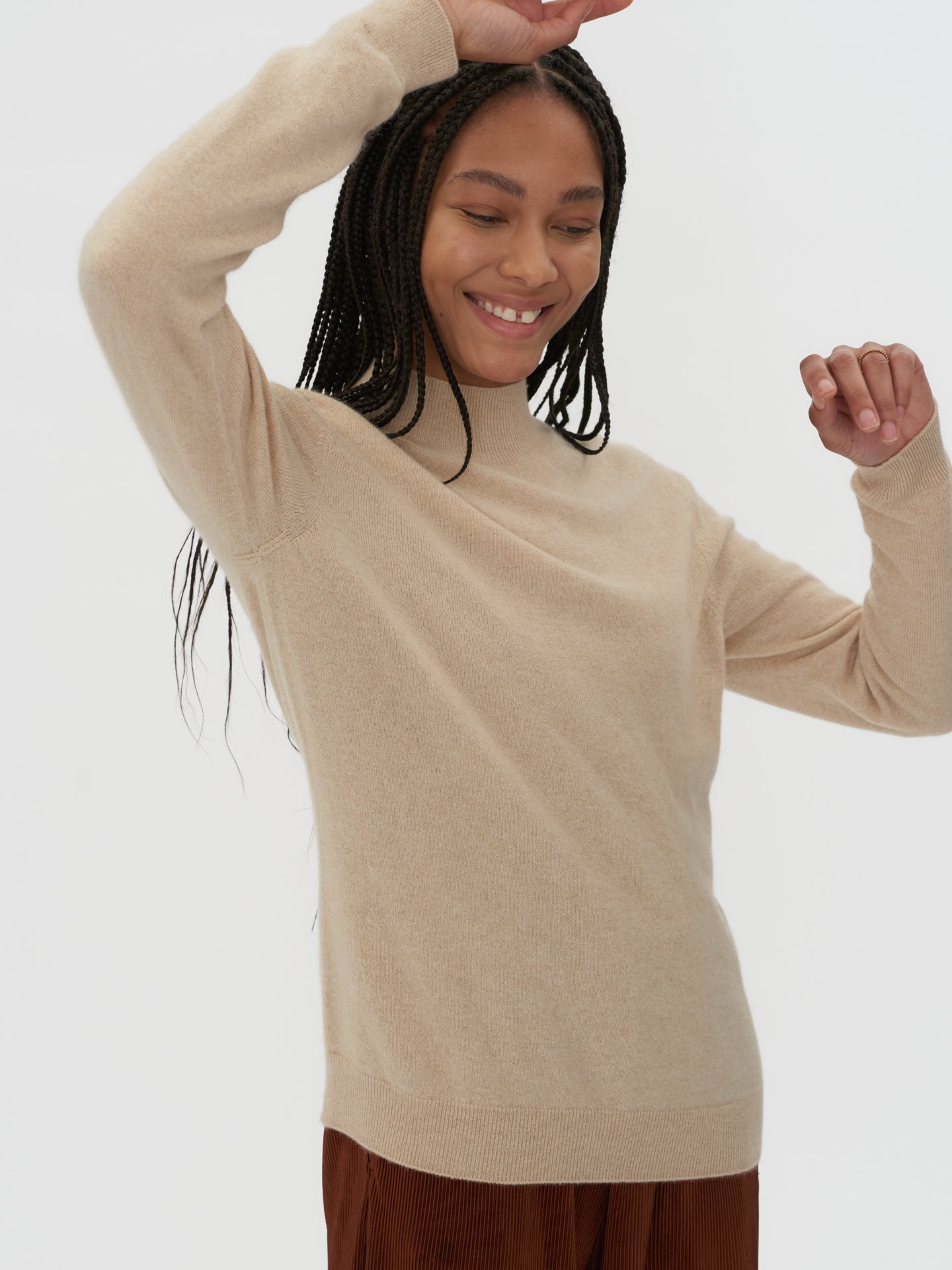 Pull col haut en Cachemire pour femmes Taupe - Gobi Cashmere